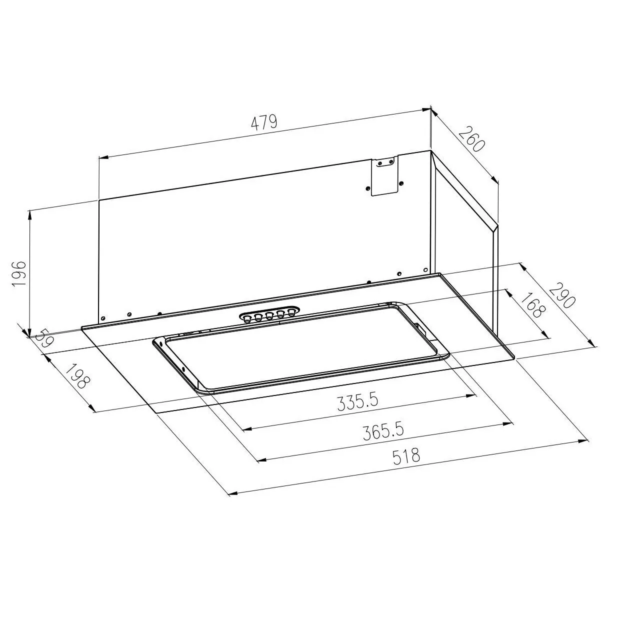Po spintele montuojamas gartraukis 52 cm, baltas BE-52A - nuotrauka 1