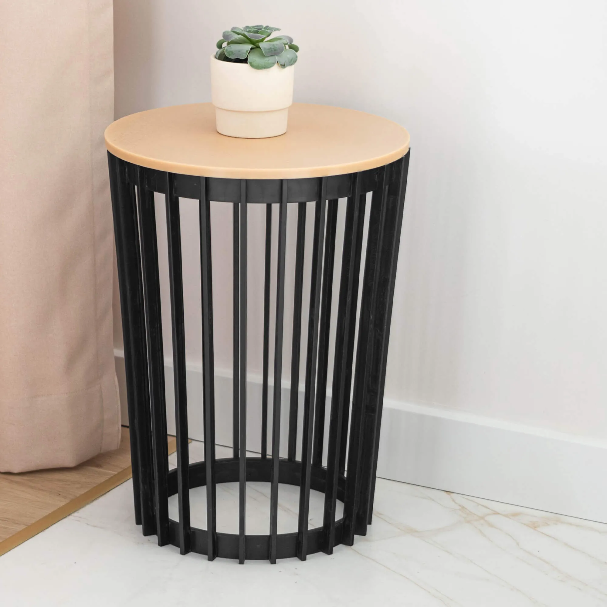 Aytre dvipusis augalų stovas 40 cm juodas + natūralaus medžio stalviršis