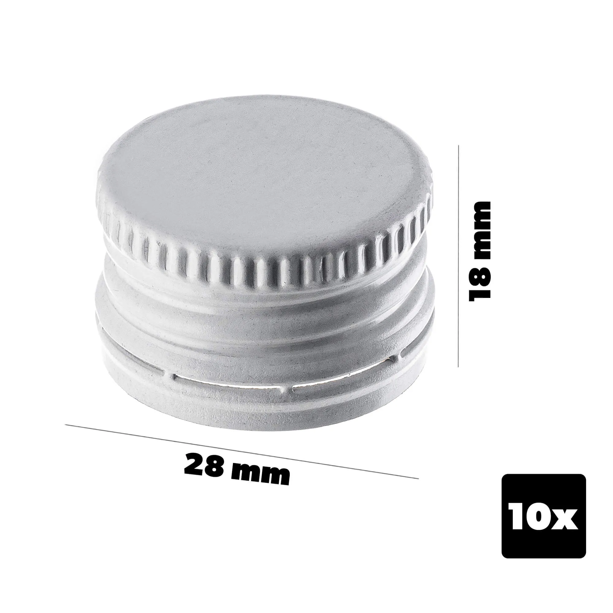 Annot aliumininiai butelių kamšteliai, 28 mm skersmens, balti, 10 vnt.