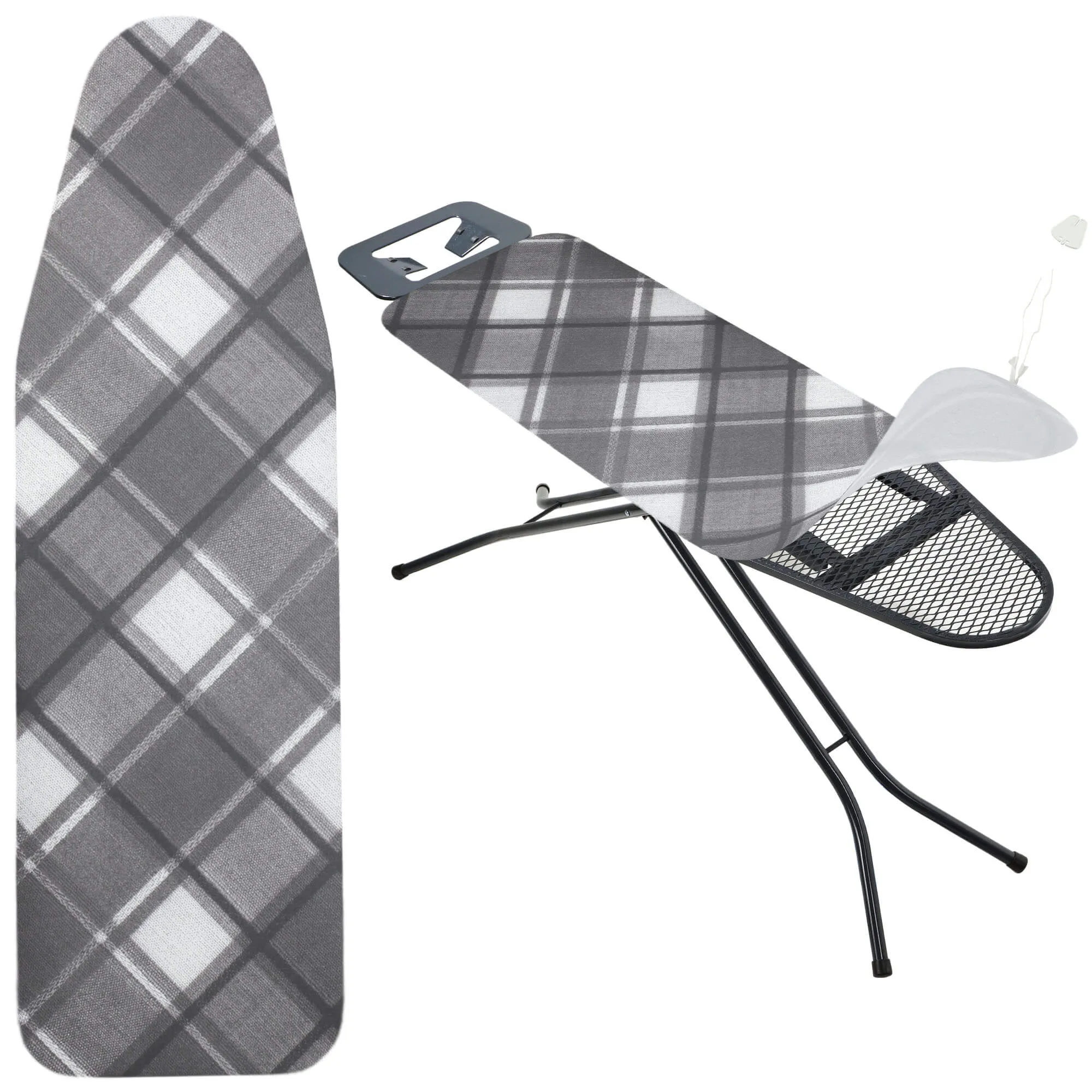 Cano lyginimo lentos užvalkalas, 138x48cm, tamprus pagrindas, pilkas, languotas