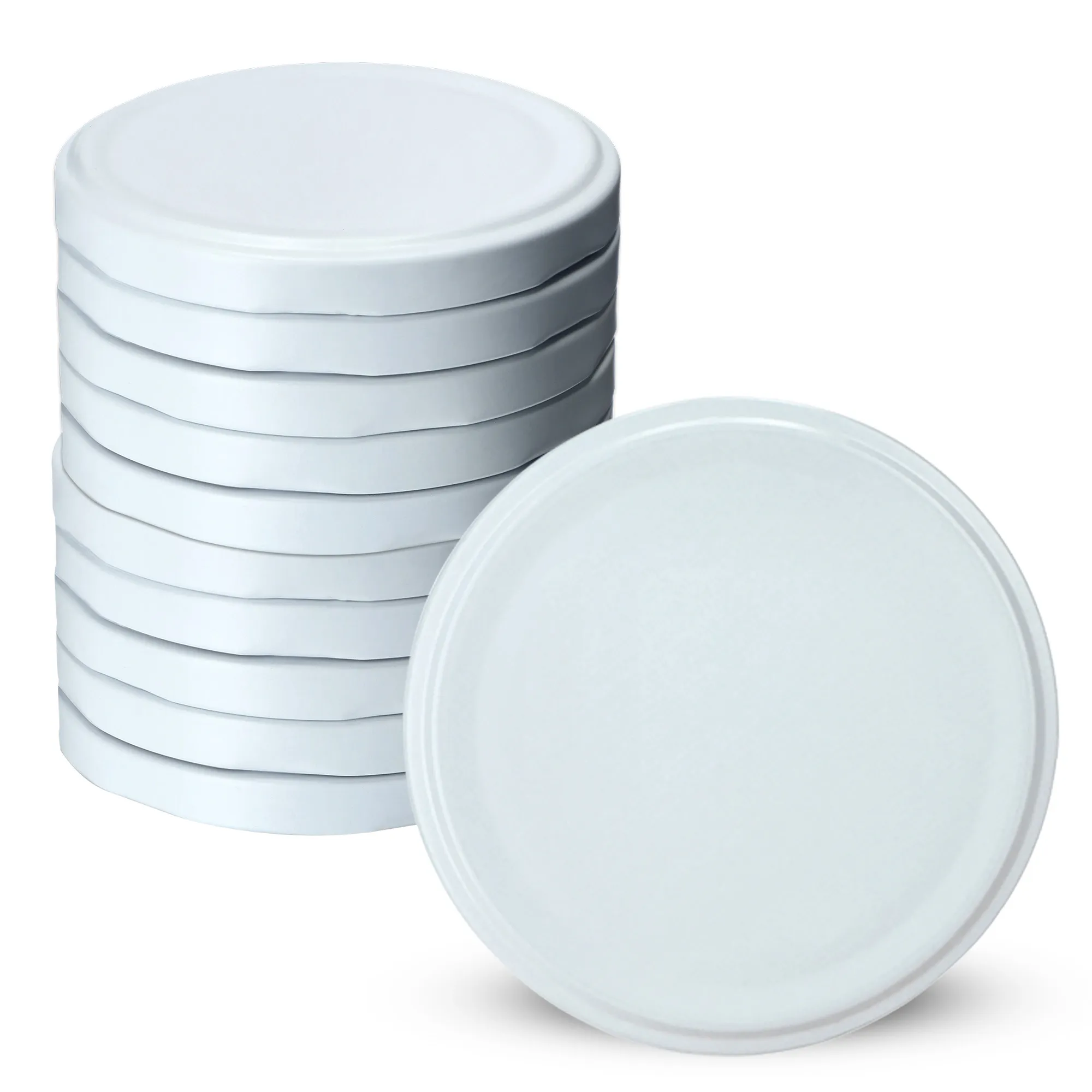 Stiklainių dangteliai, 10 vnt., 110 mm skersmens, balti