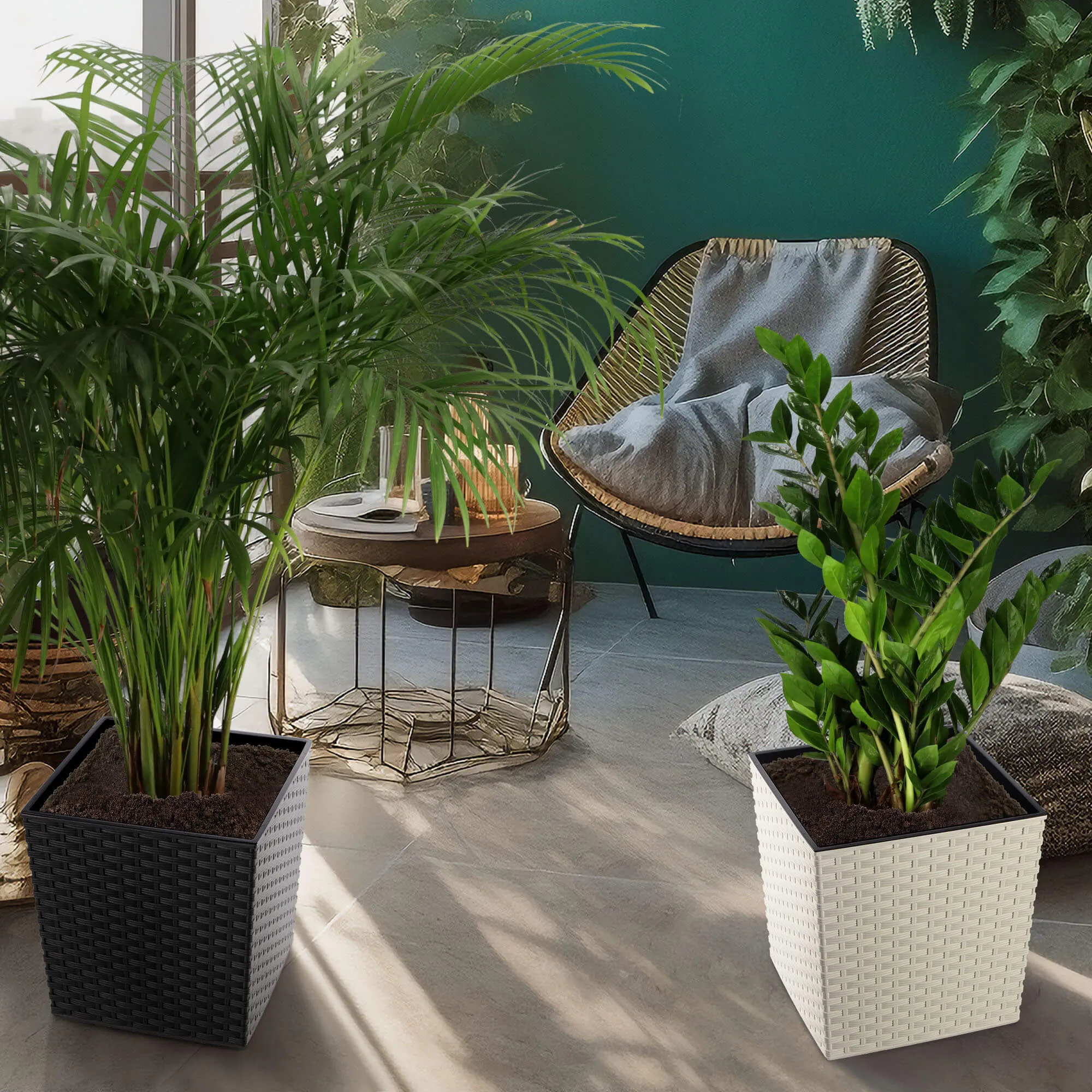 Gėlių vazonas su rotango įdėklu 19 cm