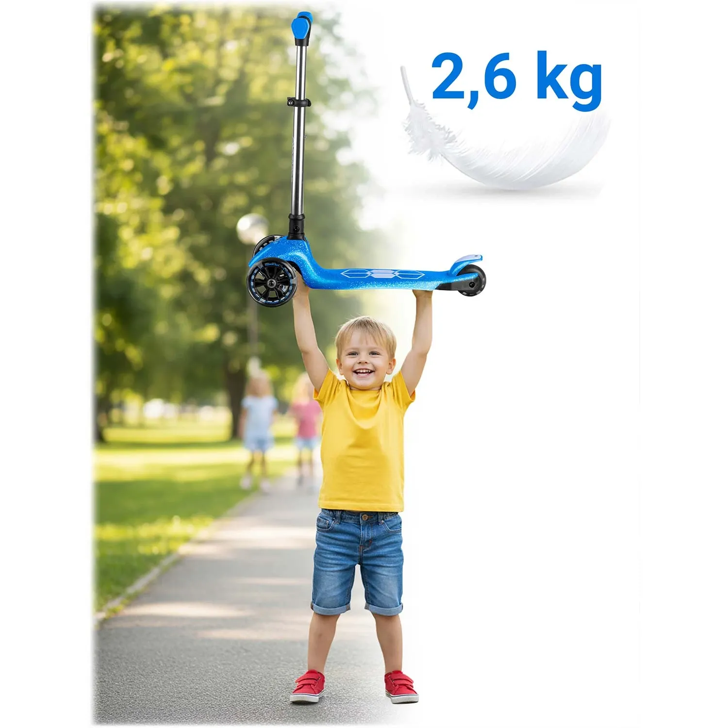 „Ricokids Jelly“ triratis balansinis paspirtukas vaikams, šviečiantis tamsoje – mėlynas - nuotrauka 1