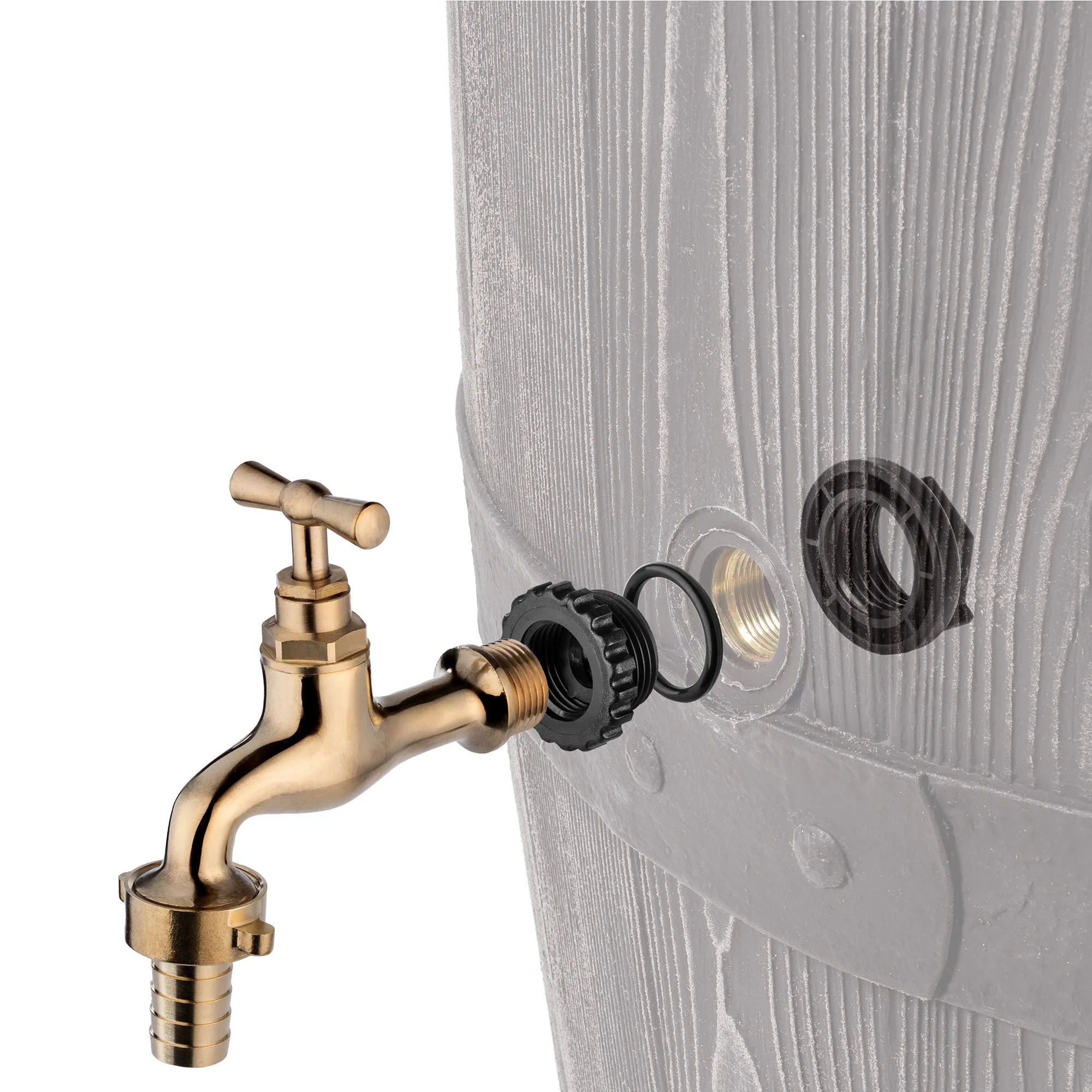 1/2 colio lietaus vandens rezervuaro čiaupas su 3/4 colio adapteriu, auksinis