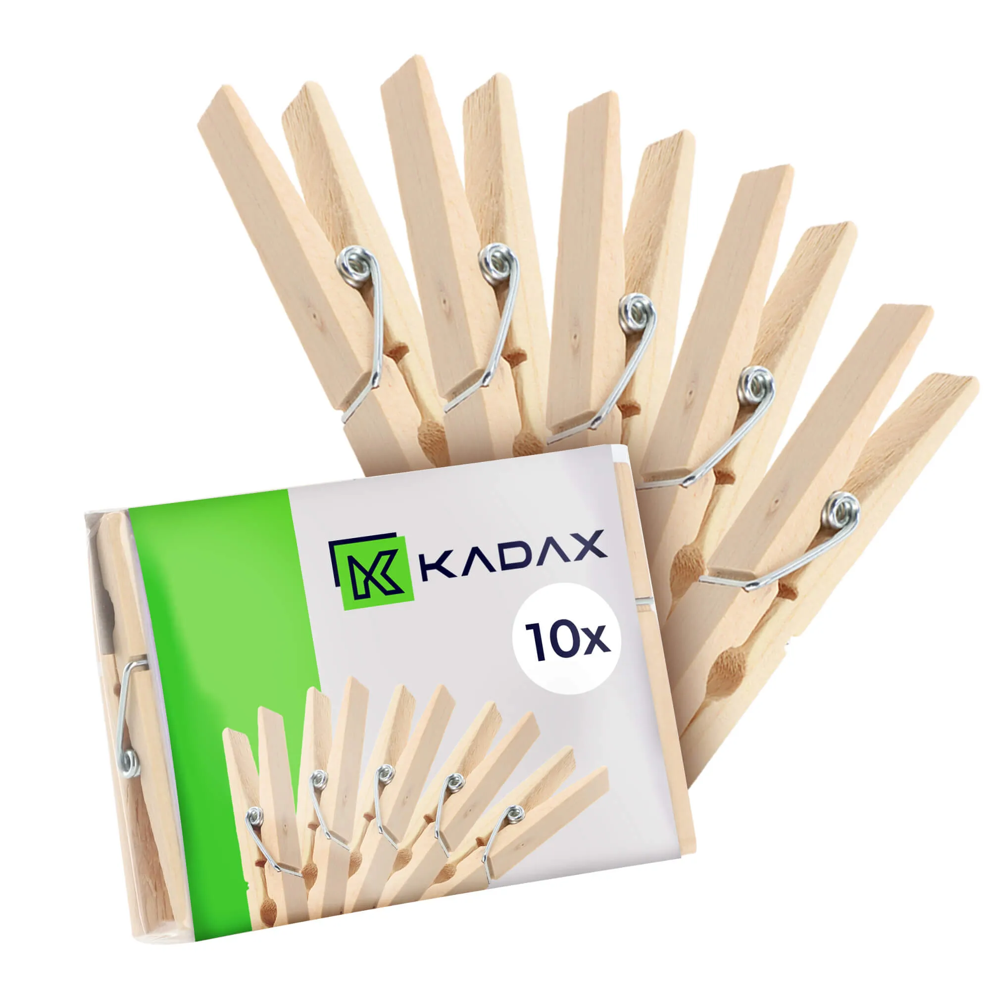 Mediniai skalbinių segtukai, rudi, 10 vnt.