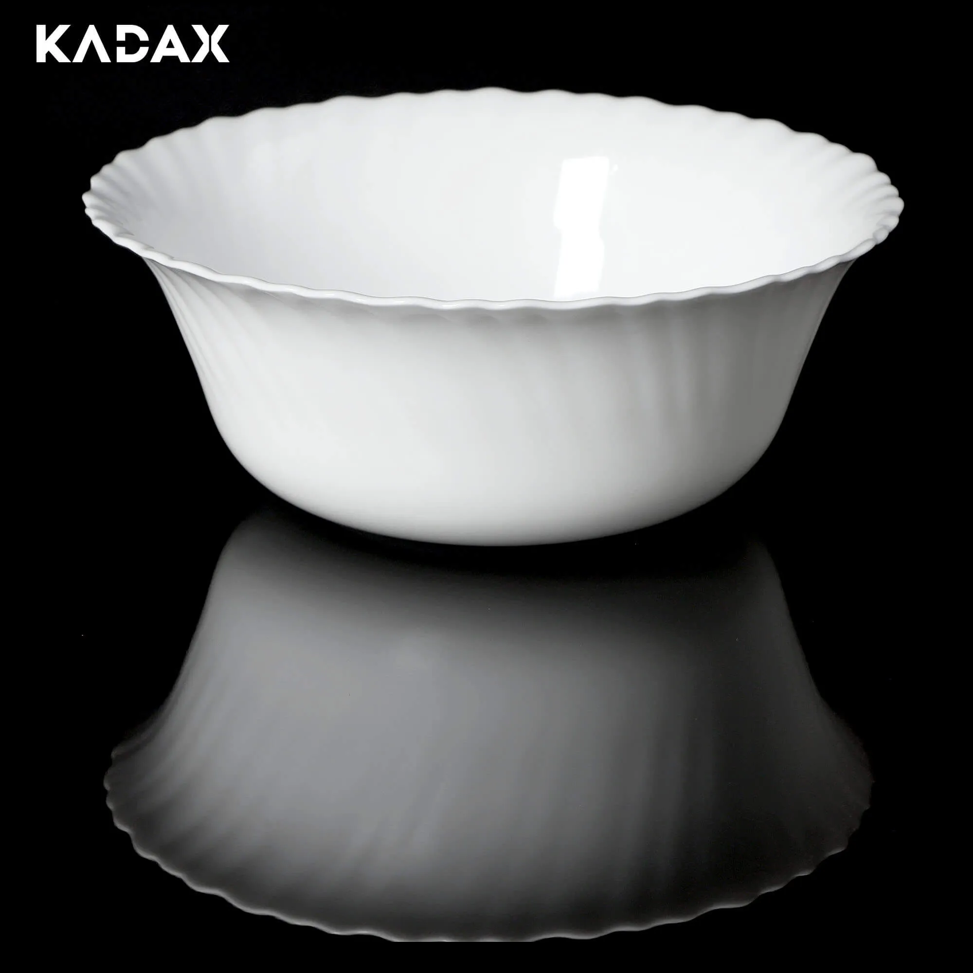 Auris stiklinis salotų dubuo, 21 cm, baltas