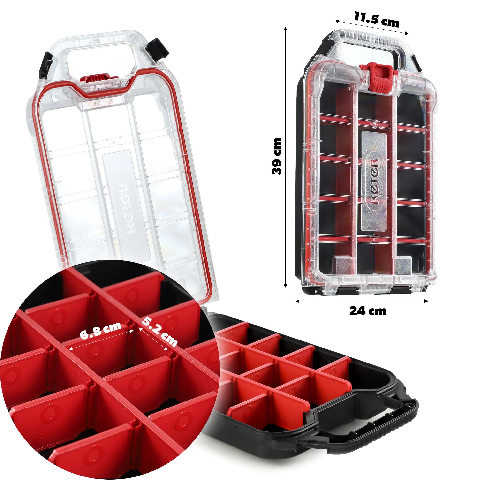 Keter Stack ‘N’ Roll mažų įrankių organizatorius, 7,3 l, juodas