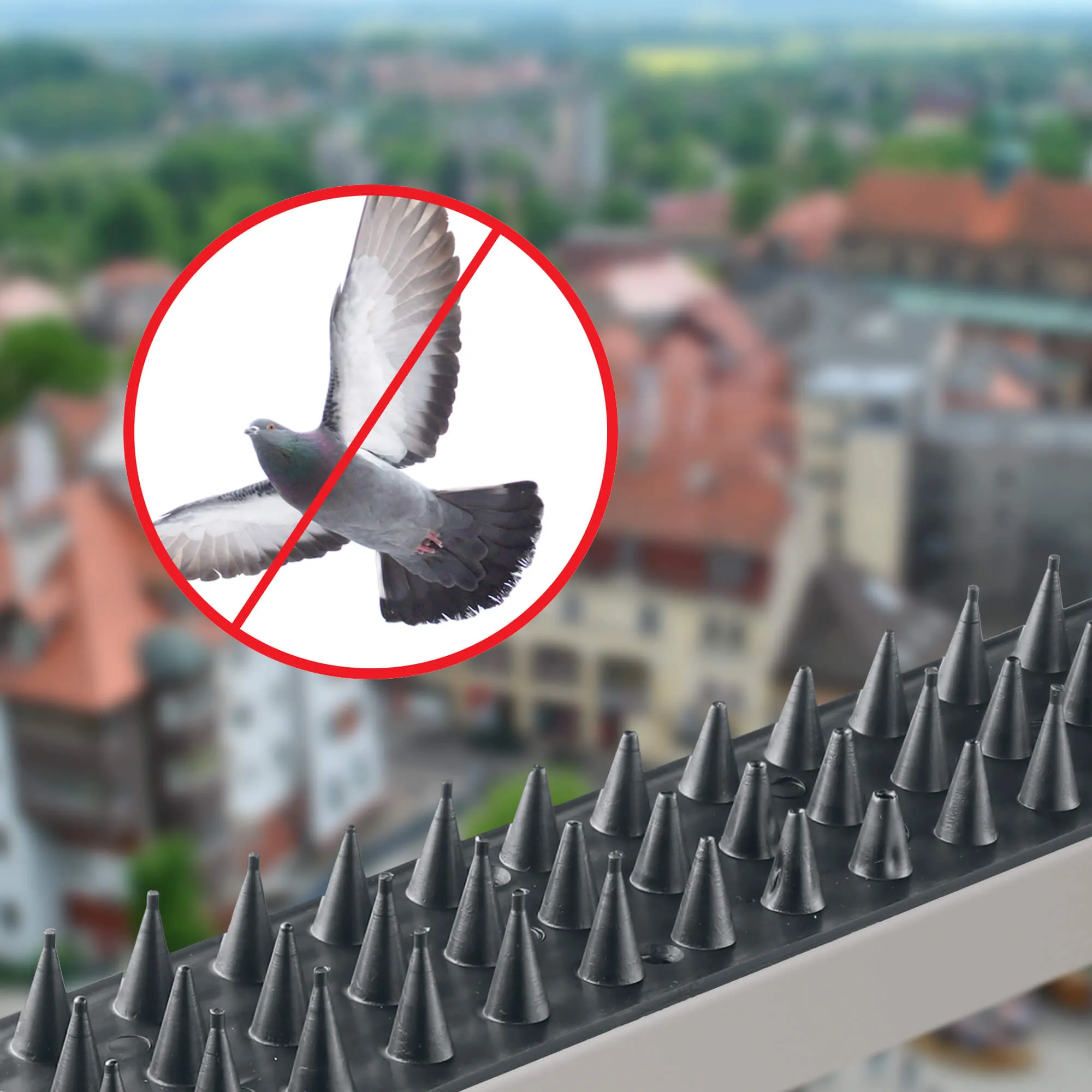 Tosta plastikiniai spygliai nuo paukščių, 50 cm, pilki, 10 vnt.