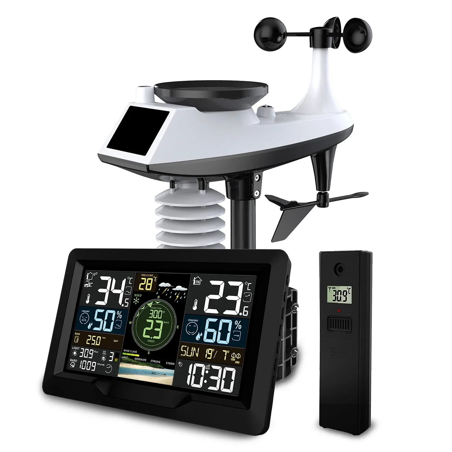 Meteorologinė stotelė su vėjo ir lietaus jutikliu BD-914, juoda - nuotrauka 1