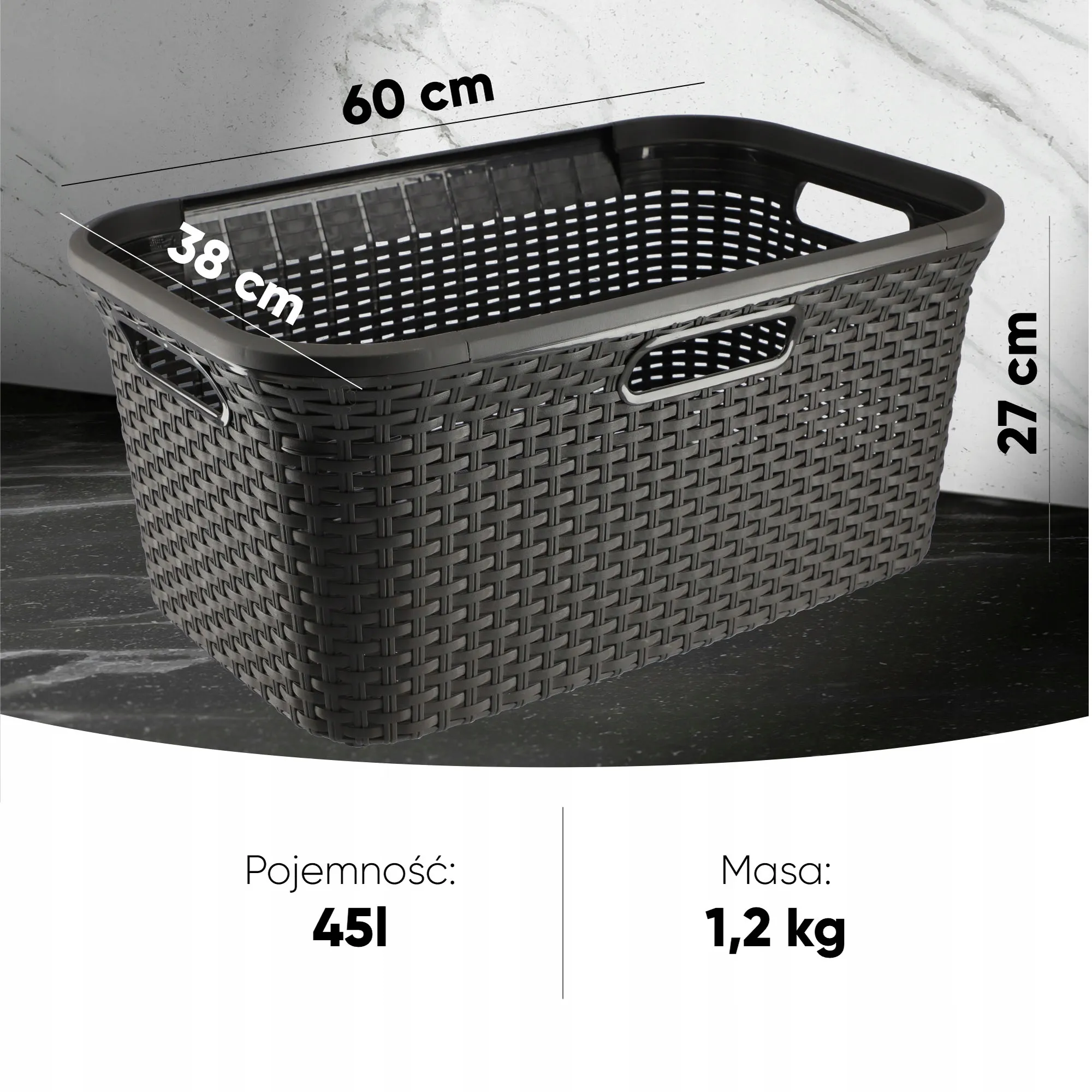 60 litrų krepšys su dangčiu + 45 litrų konteineris „Curver Natural Style“, rudas