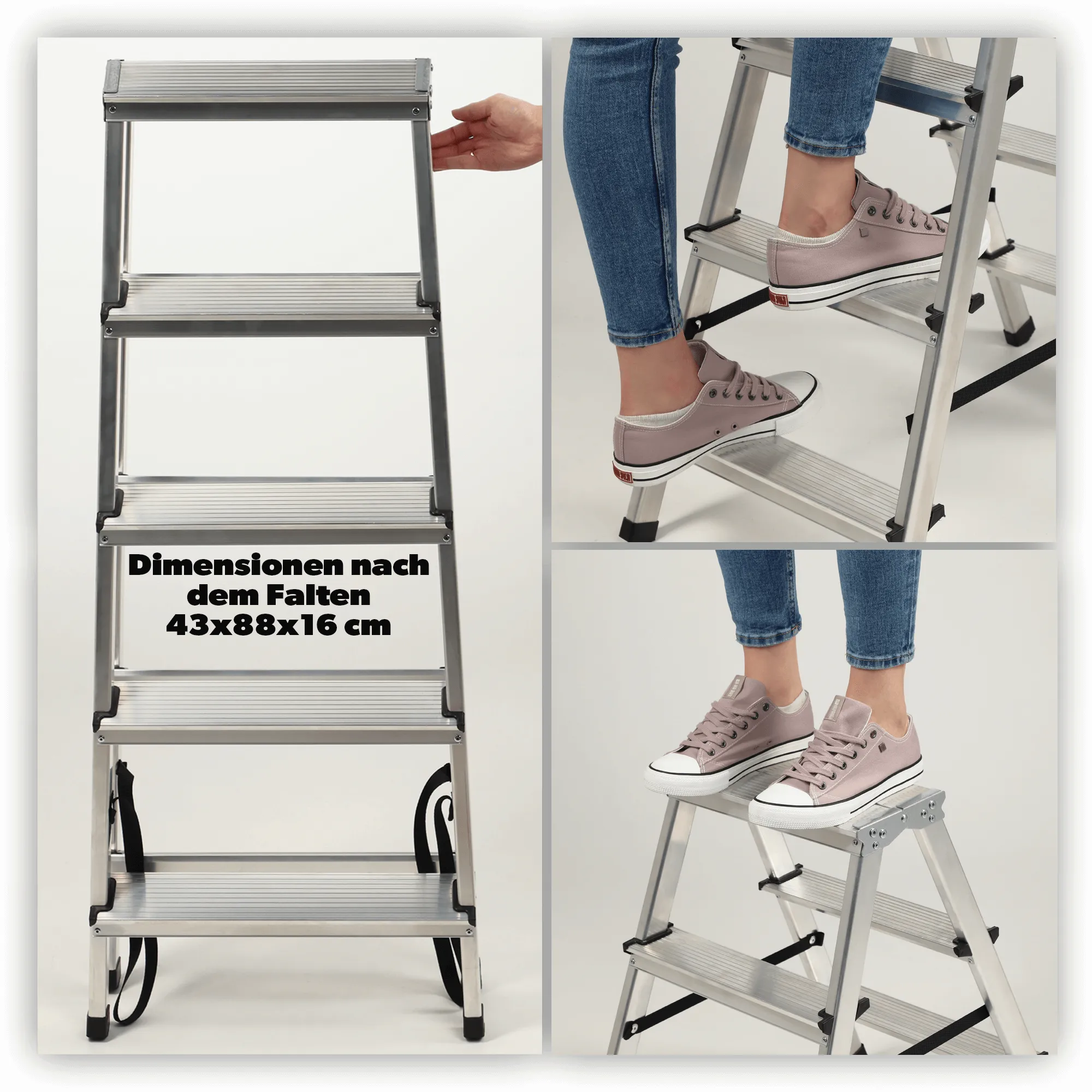 Molde aliuminio kopėčios su platforma, 4 pakopų, 125 kg