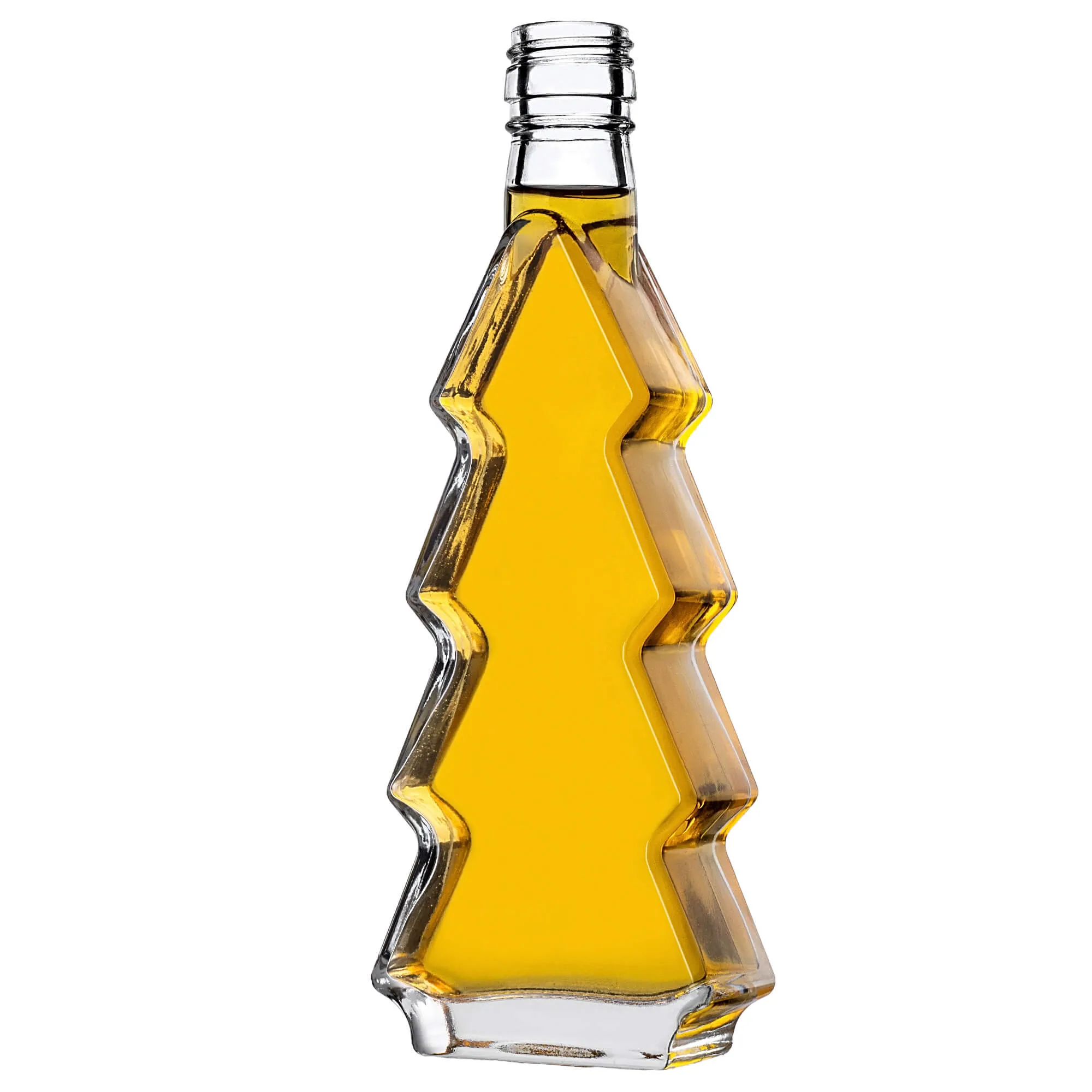 Enna kalėdinės eglutės formos stikliniai buteliukai 200 ml su baltu dangteliu 10 vnt.