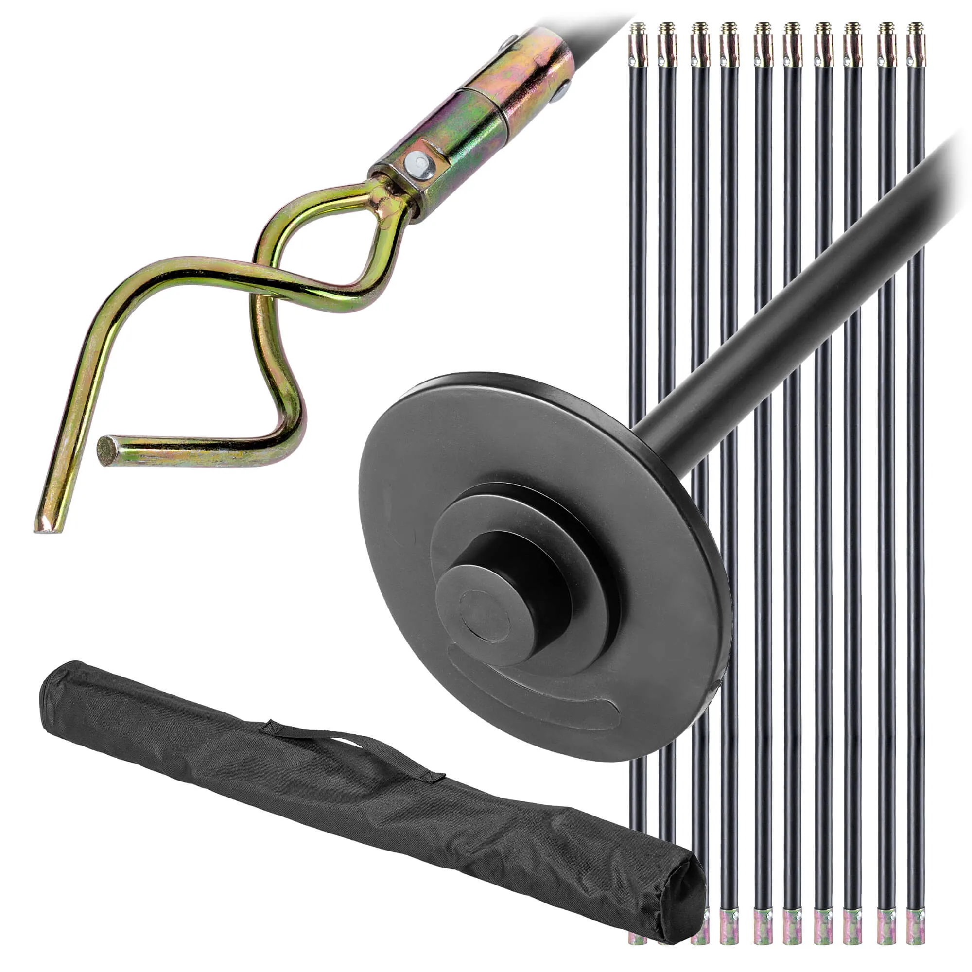 10 Riglon kanalizacijos atkimšimo strypų rinkinys, 9 m, juodi