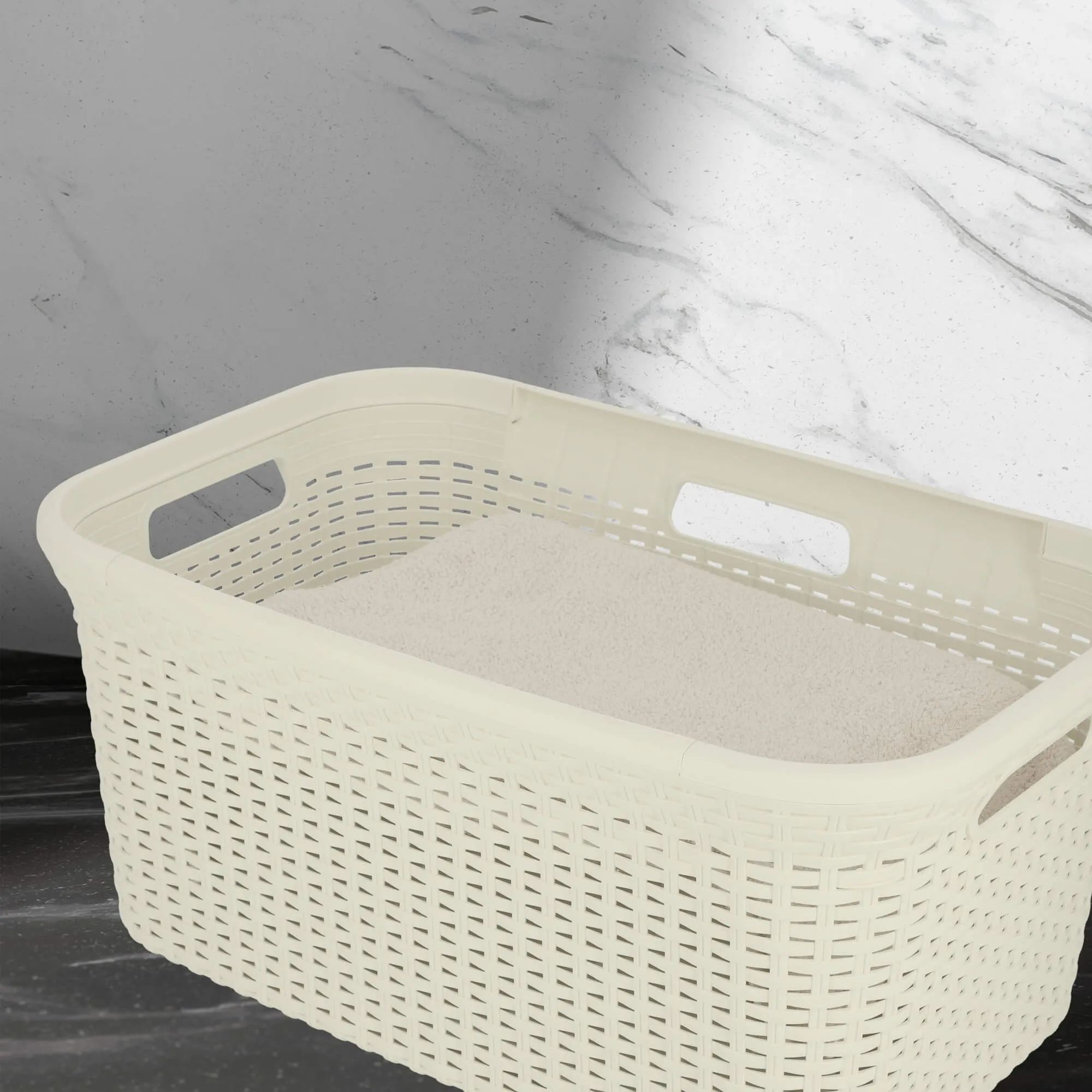 Curver Natural Style 45 l kreminės spalvos skalbinių konteineris