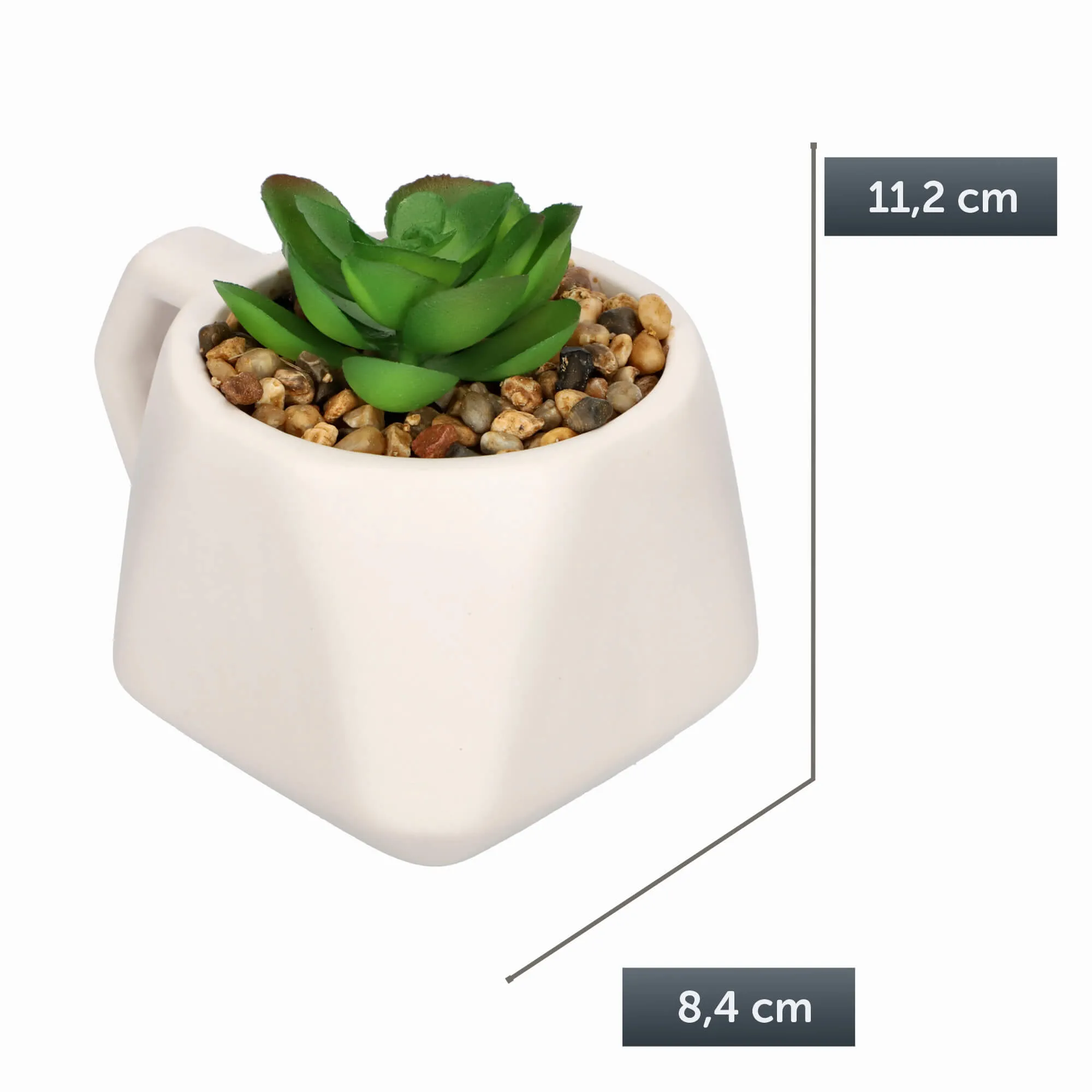 Rouy dirbtinis sukulentas, 11 x 8 cm, baltas