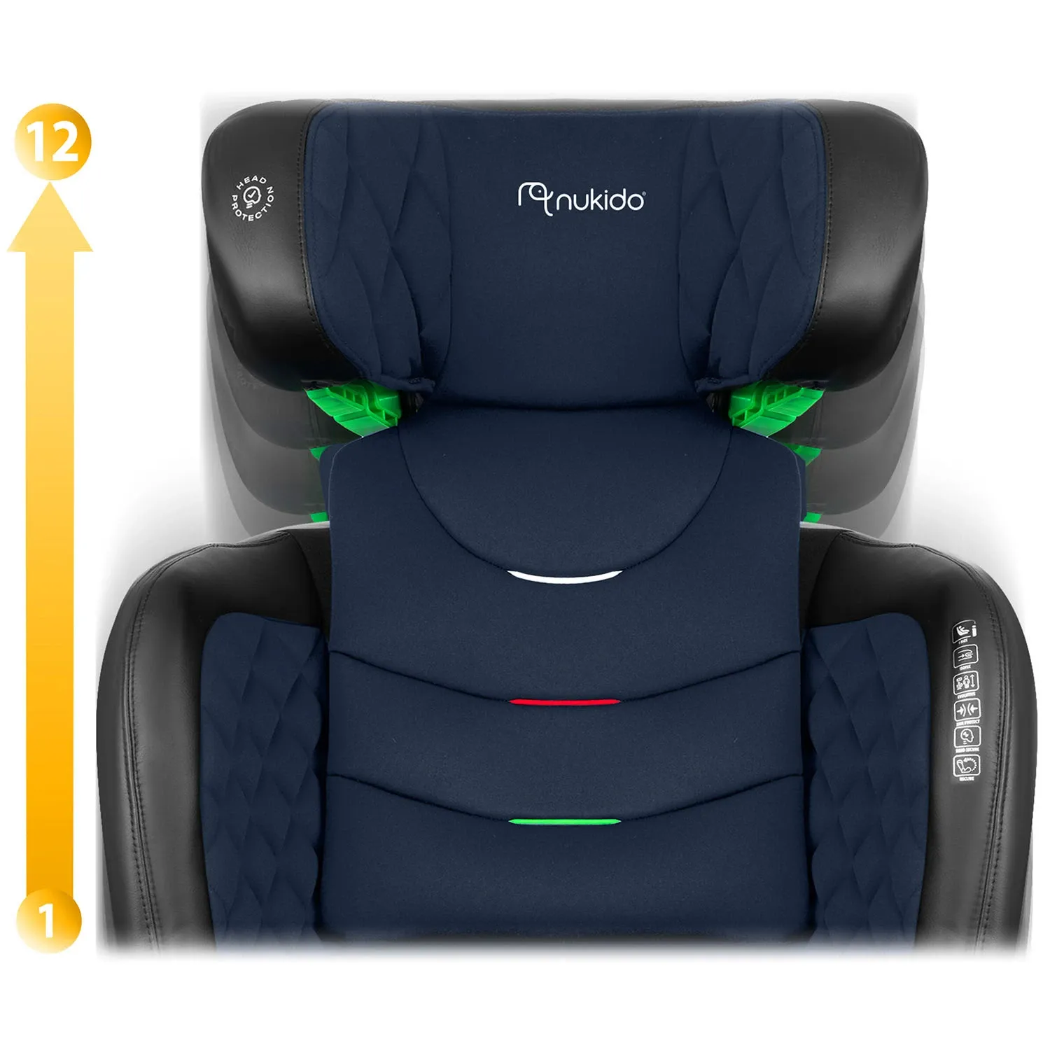 Nukido Louis automobilinė kėdutė, juoda/tamsiai mėlyna, 15-36 kg, ISOFIX - nuotrauka 1
