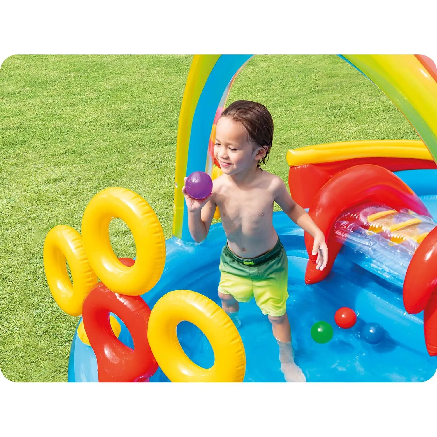 Pripučiama žaidimų aikštelė „Rainbow“ 297 x 193 x 135 cm INTEX 57453 - nuotrauka 1