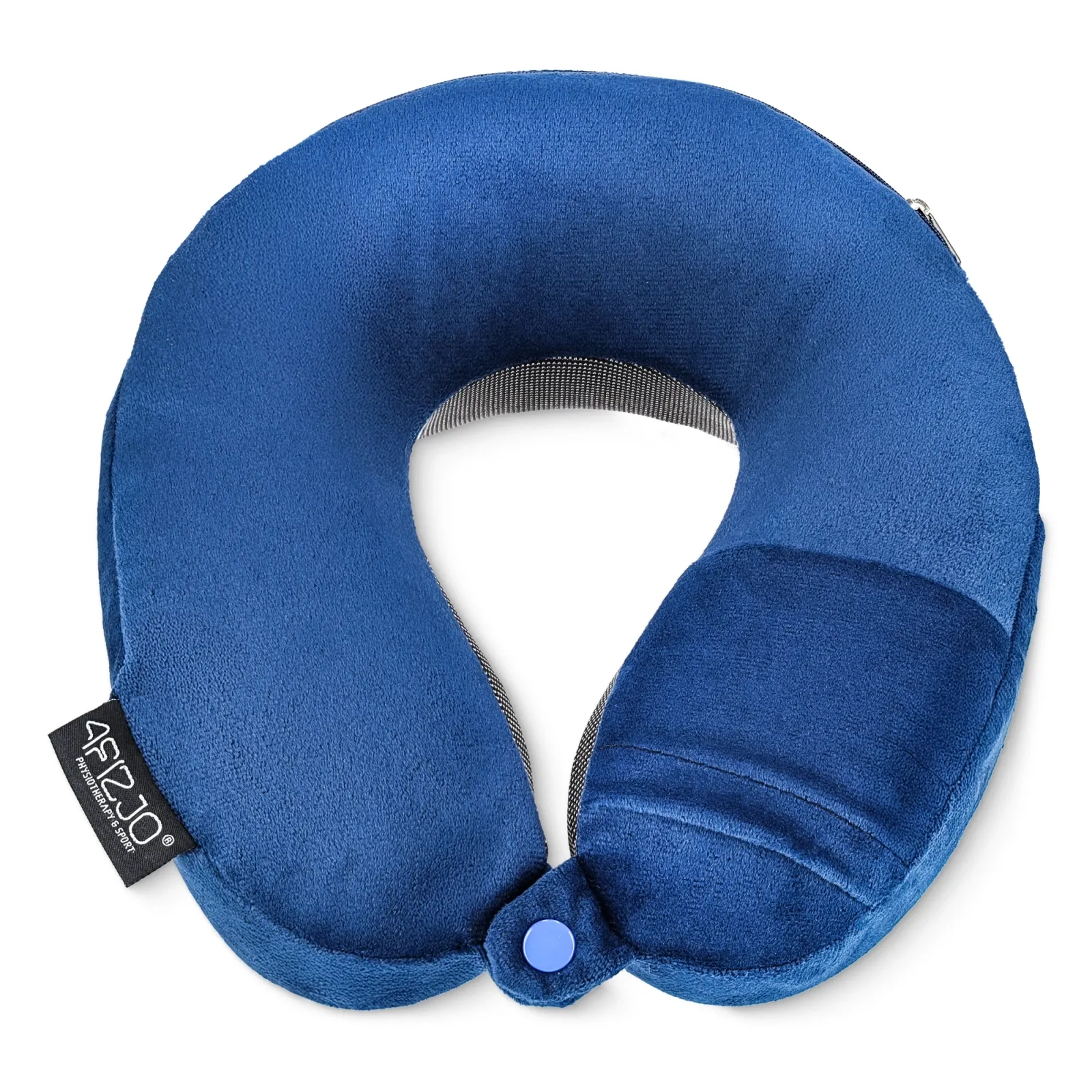 Tamsiai mėlyna kruasaninė kelioninė pagalvė miegui