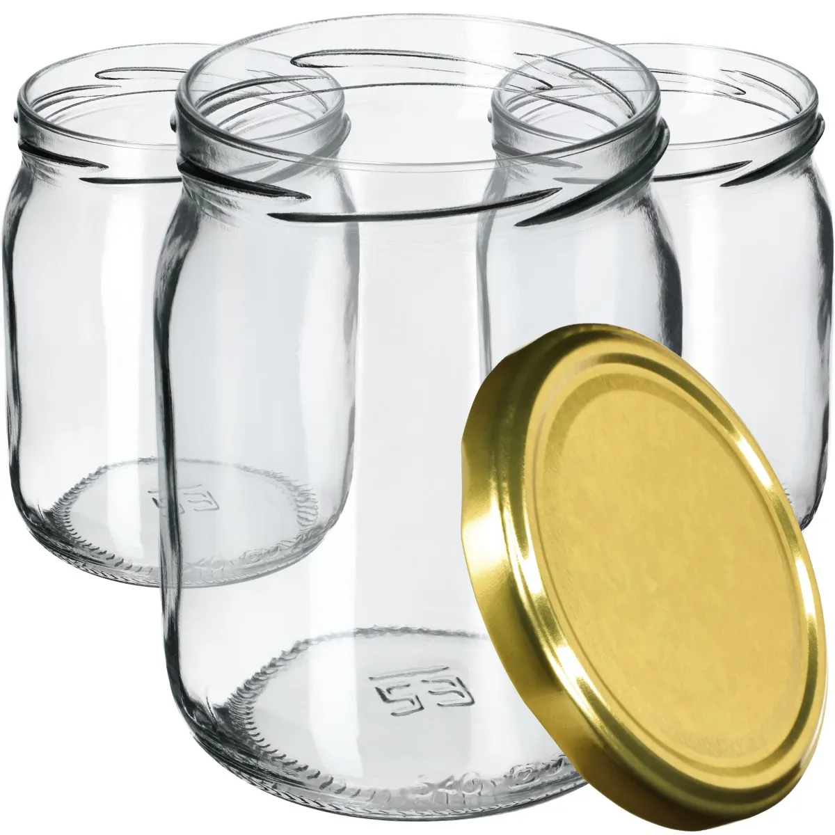 Senos indeliai 540 ml, 16 vnt., 82 mm + auksiniai dangteliai
