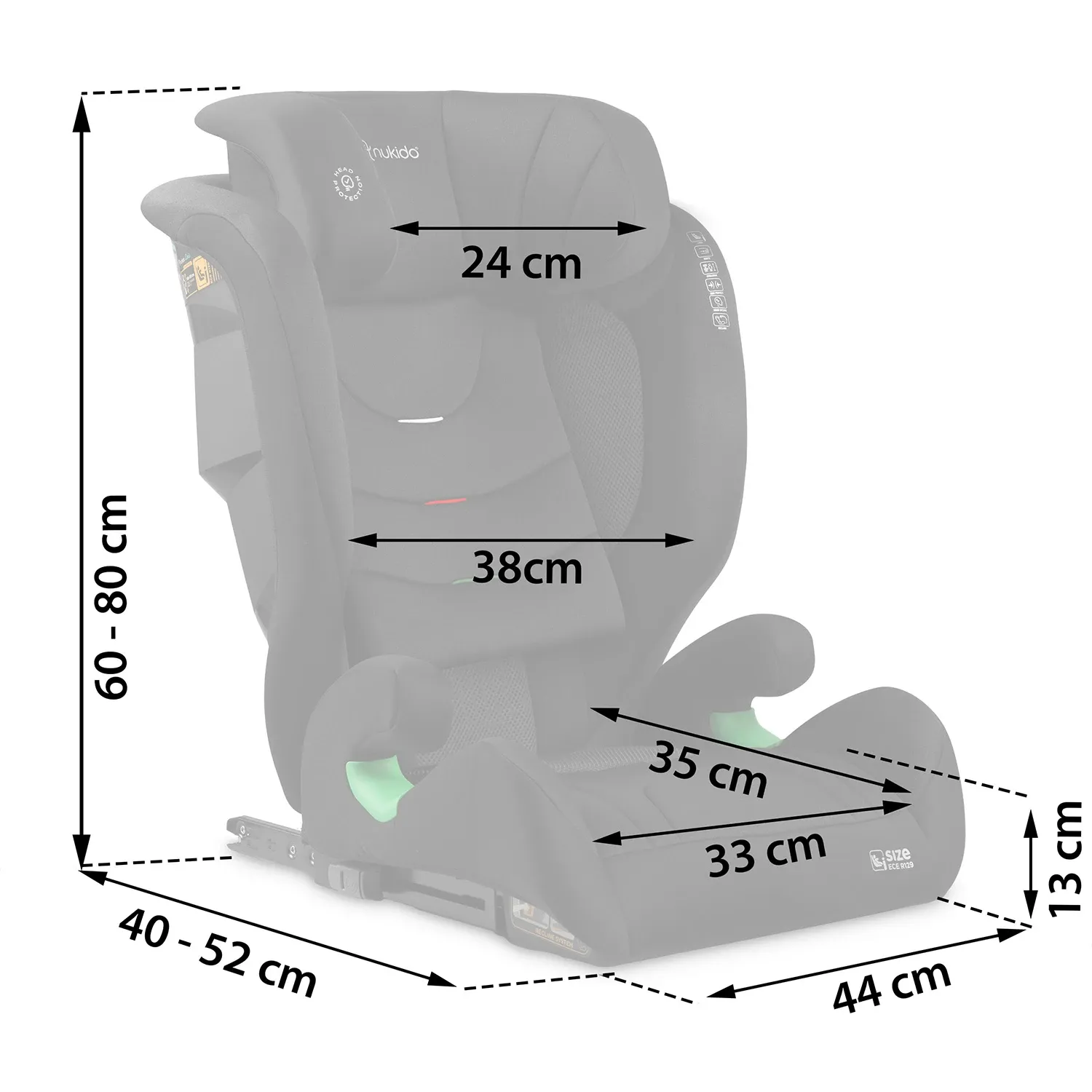 Nukido Louis minkšta juoda automobilinė kėdutė 15-36 kg ISOFIX - nuotrauka 1