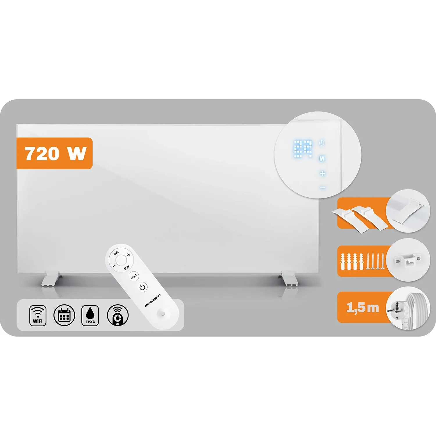 Infraraudonųjų spindulių šildytuvas 720 W Berdsen BD-983 WiFi nuotolinio valdymo programėlė - nuotrauka 1