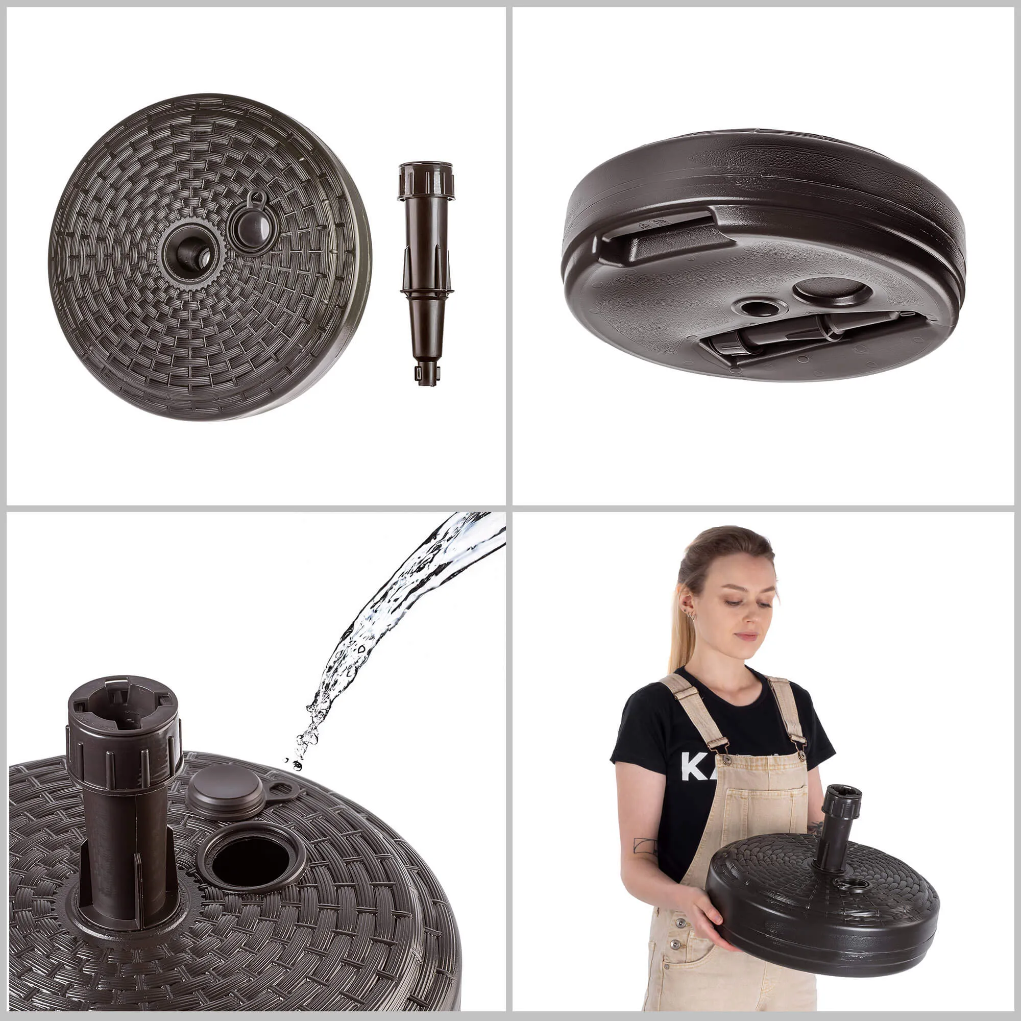 „Solero“ rotango apvalus rudas sodo skėčio pagrindas