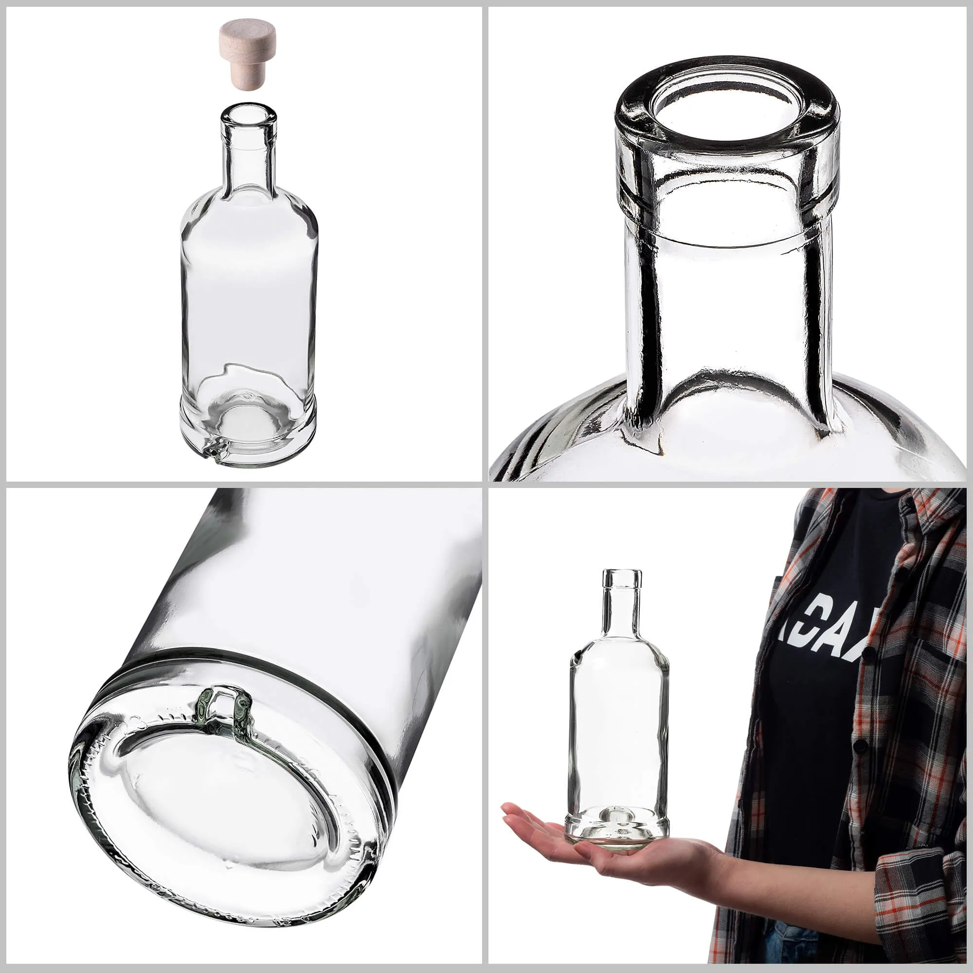 Tadek stiklinis alkoholio butelis 500 ml su sintetiniu kamščiu 1 vnt.