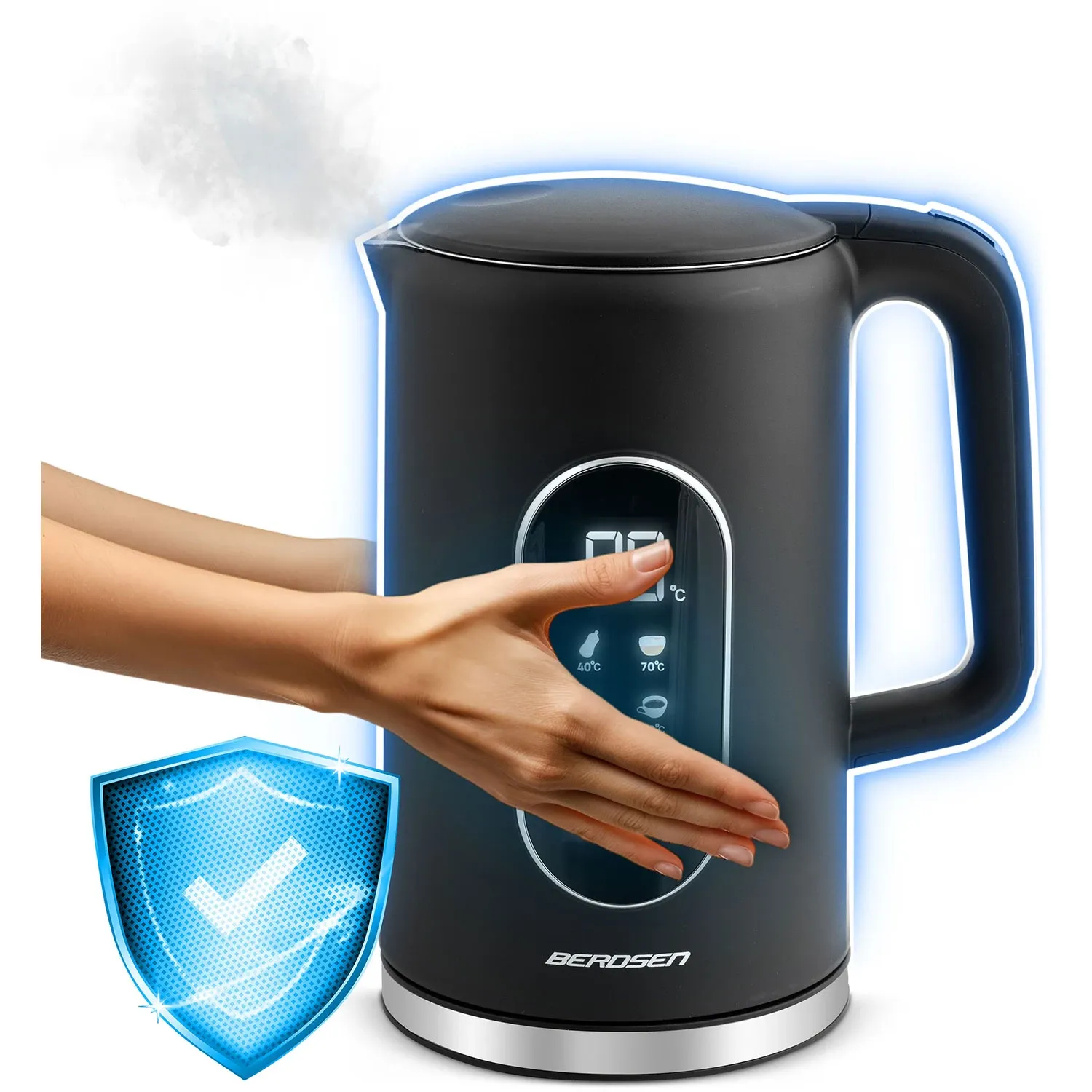 Berdsen BD-712 1,7 l elektrinis virdulys, juodos ir sidabrinės spalvos - nuotrauka 1