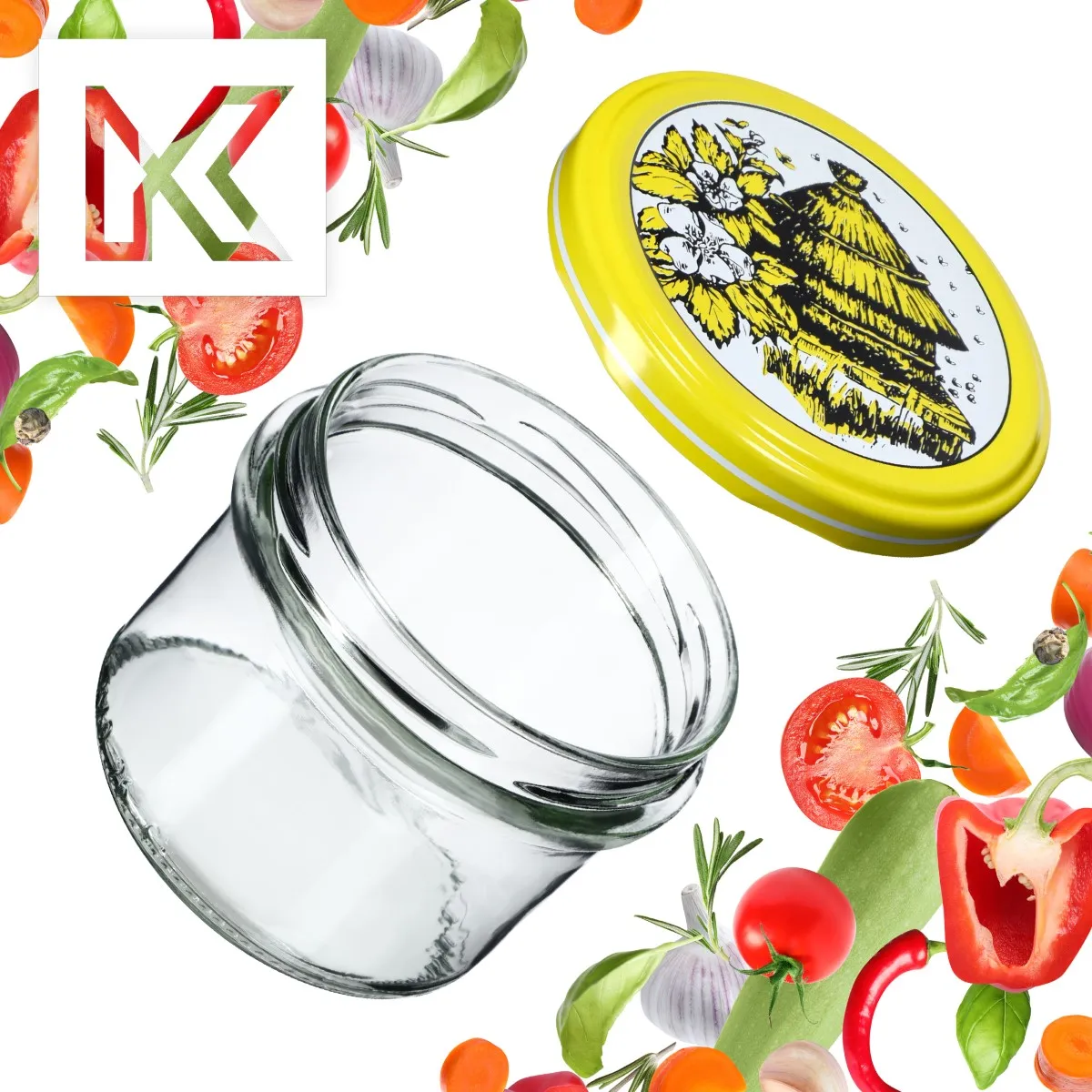 Tartu konservavimo stiklainiai 235 ml, 10 vnt., 82 mm + „Bitės“ dangteliai