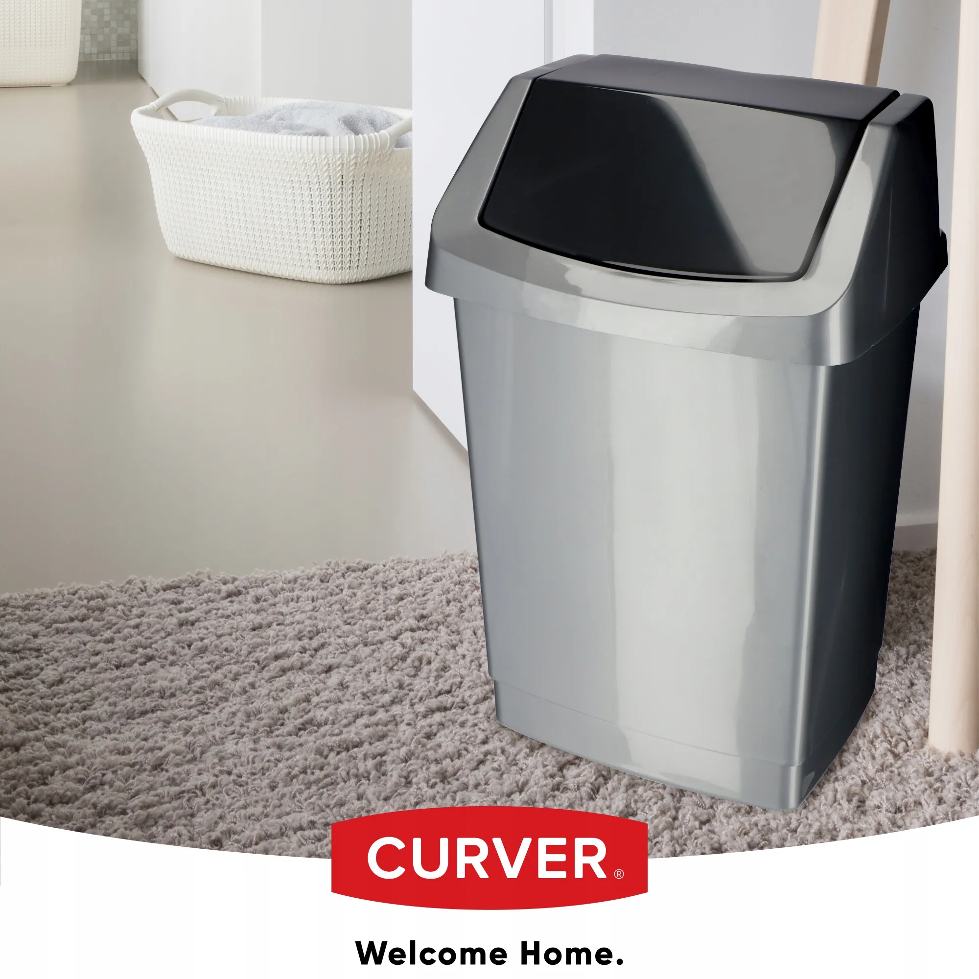 Curver Click-IT 50 l šiukšliadėžė, grafito spalvos