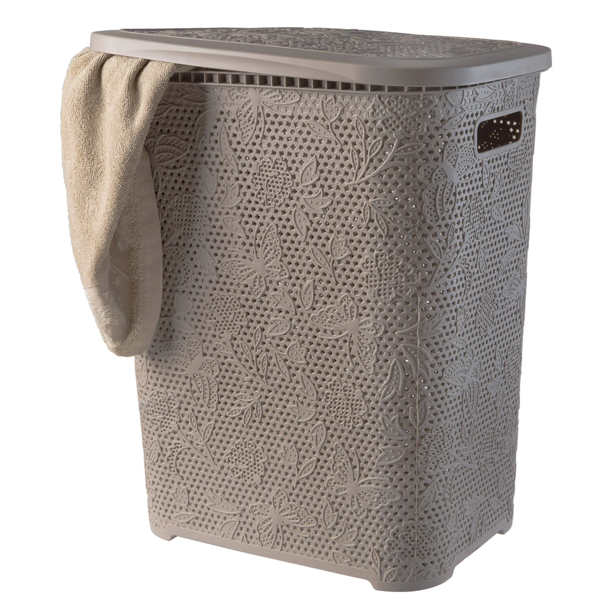 „Aglio“ 55 l krepšys su dangčiu apatiniams ir drabužiams, smėlio spalvos