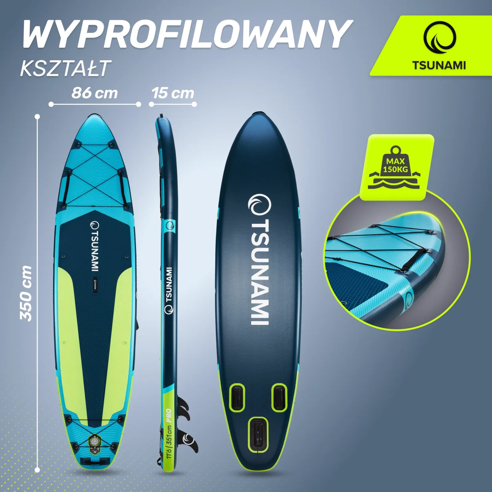 SUP PRO TSUNAMI irklentė 350 cm T14