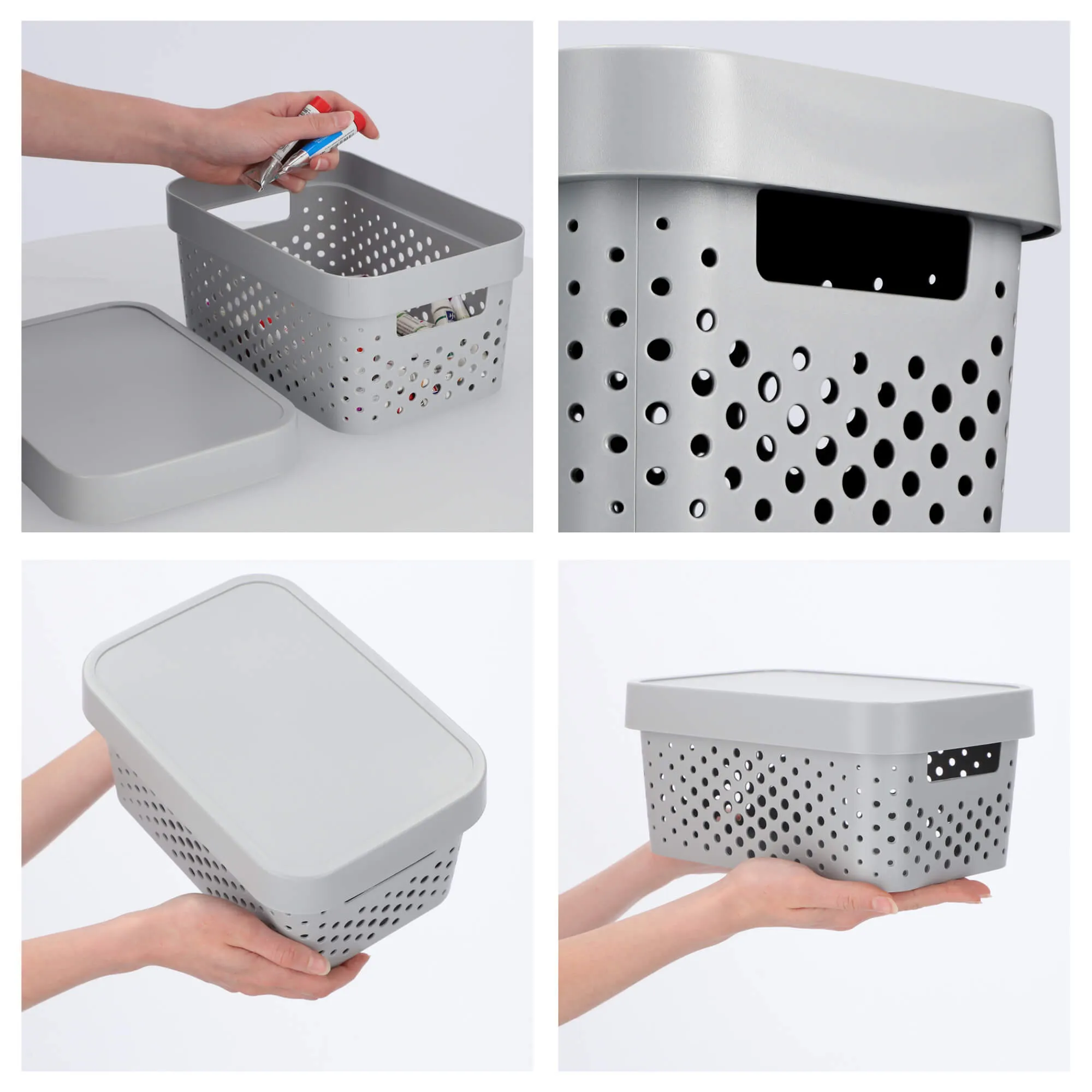 „Infinity Curver“ 4,5 l ažūrinis indas su dangteliu, šviesiai pilkas