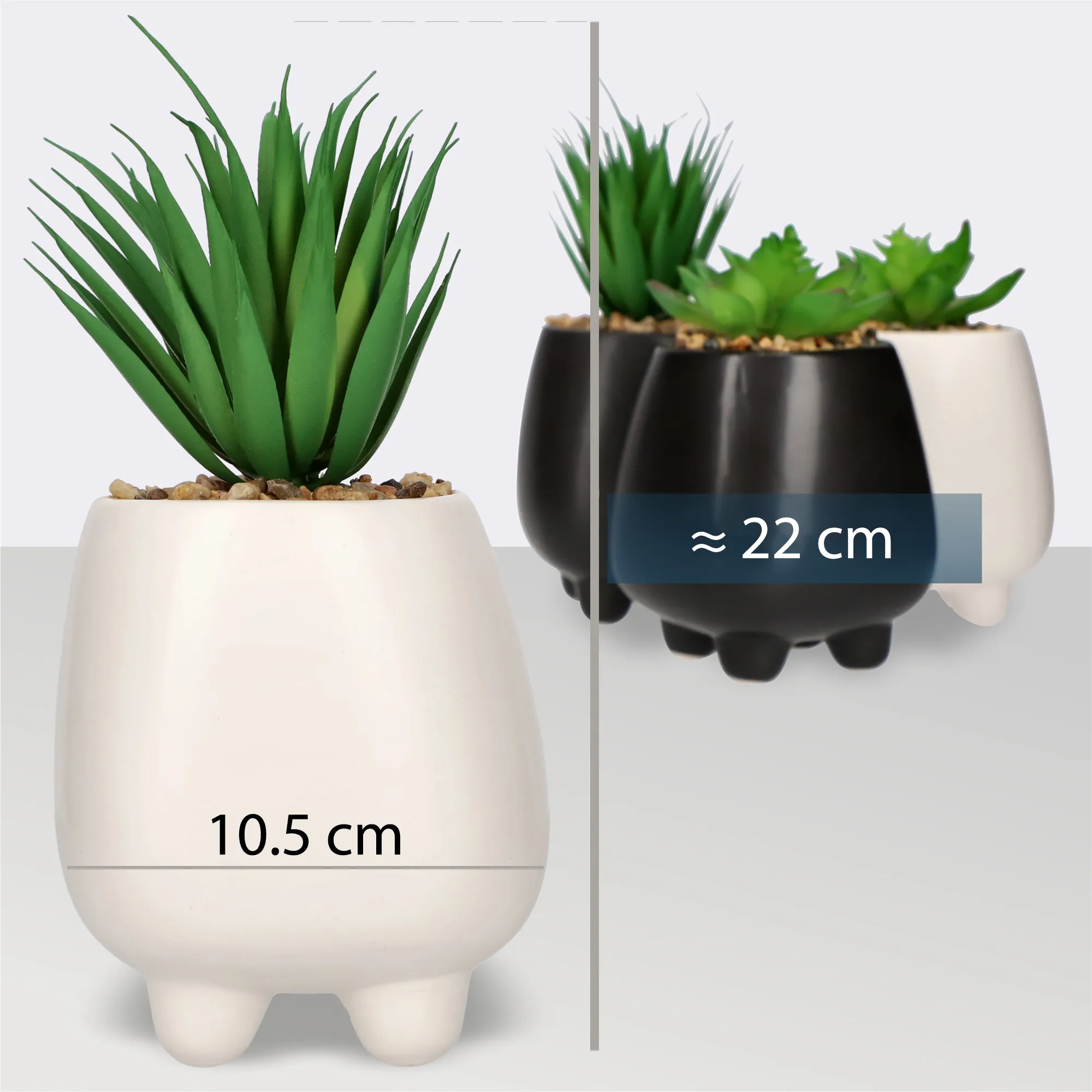 Dirbtinis sukulentas, 10,5 cm, baltas