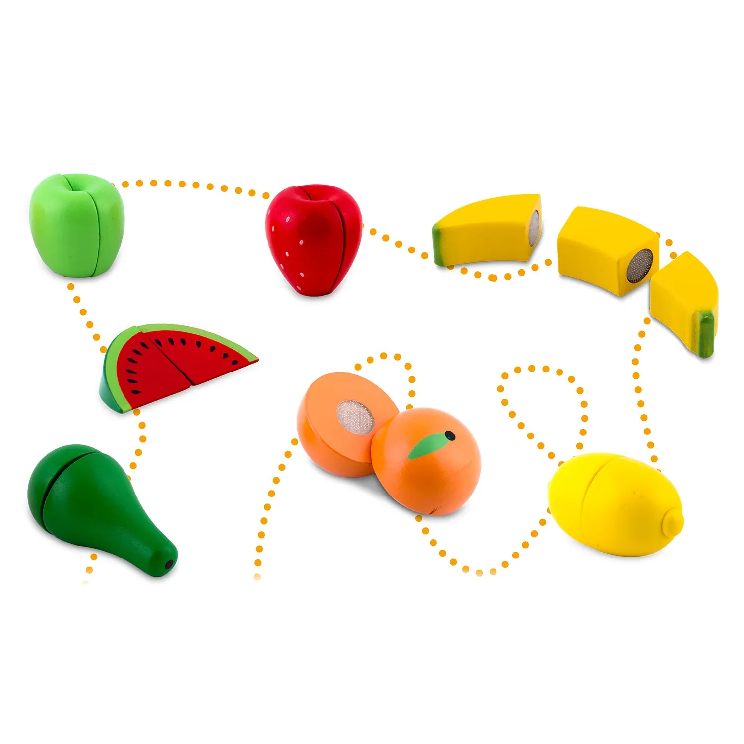 Medinis žaislų krepšelis su vaisiais pjaustymui, 9 vnt. RK-870 Ricokids - nuotrauka 1