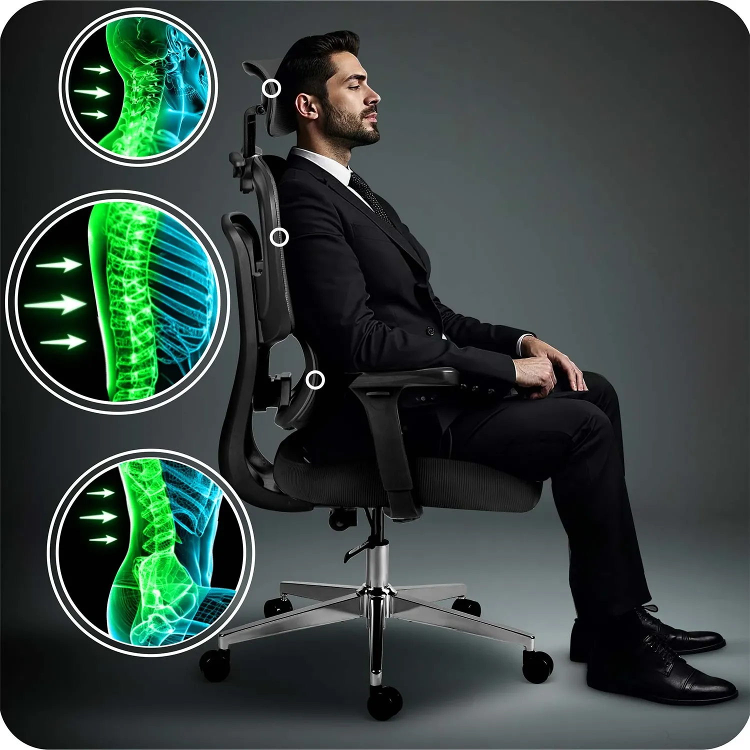 Sofotel Talin mikro tinklelio biuro kėdė – juoda - nuotrauka 1