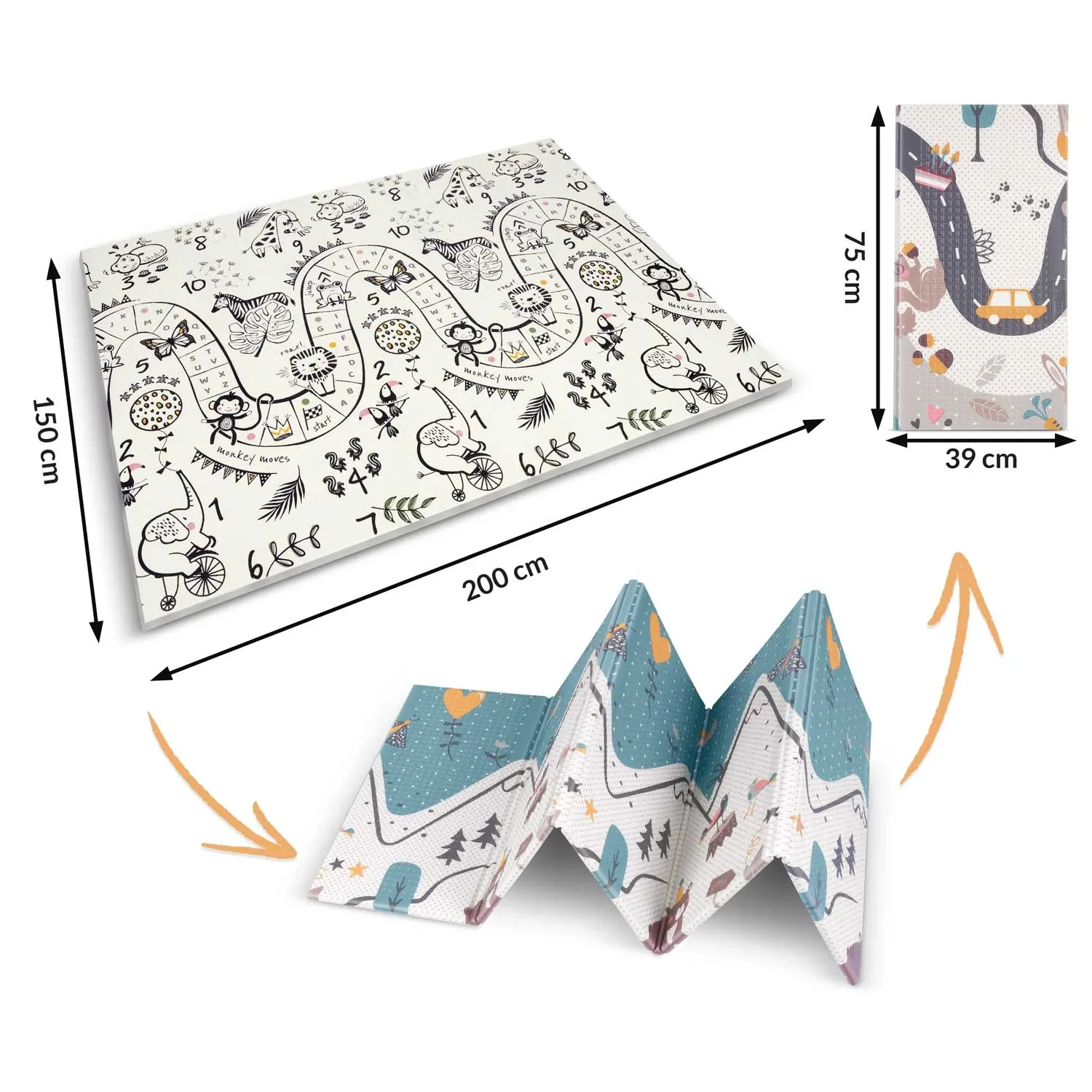 Sulankstomas edukacinis putplasčio kilimėlis 200 x 150 x 1 cm Nukido NK-341 - nuotrauka 1