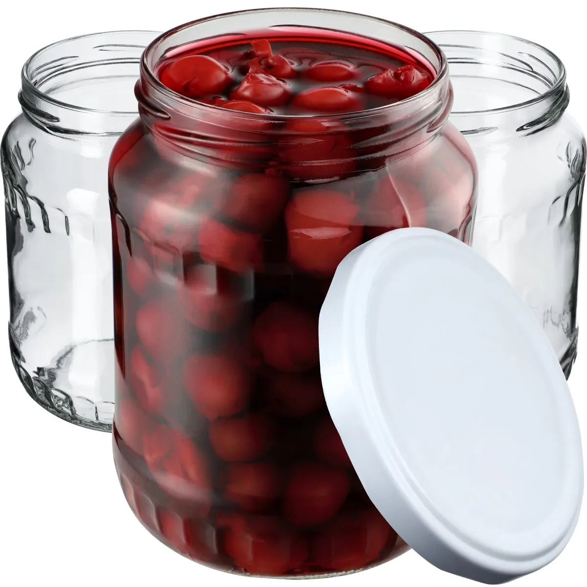 Jukka konservavimo stiklainiai 720 ml, 16 vnt., 82 mm + balti dangteliai