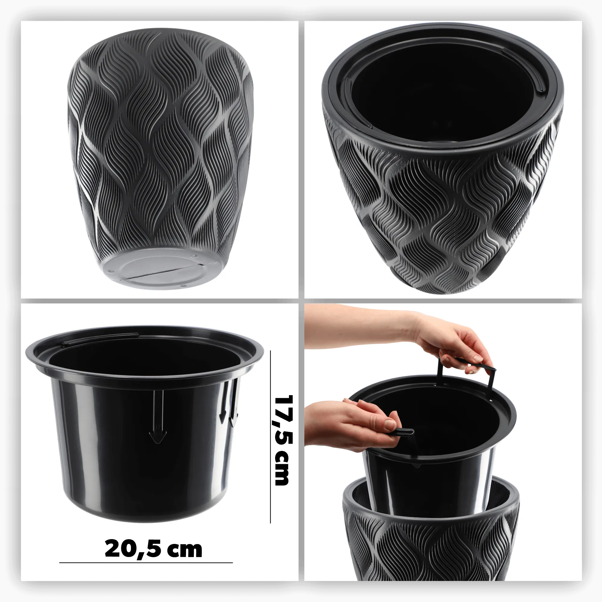 Jesi gėlių vazonas su įdėklu 30 cm