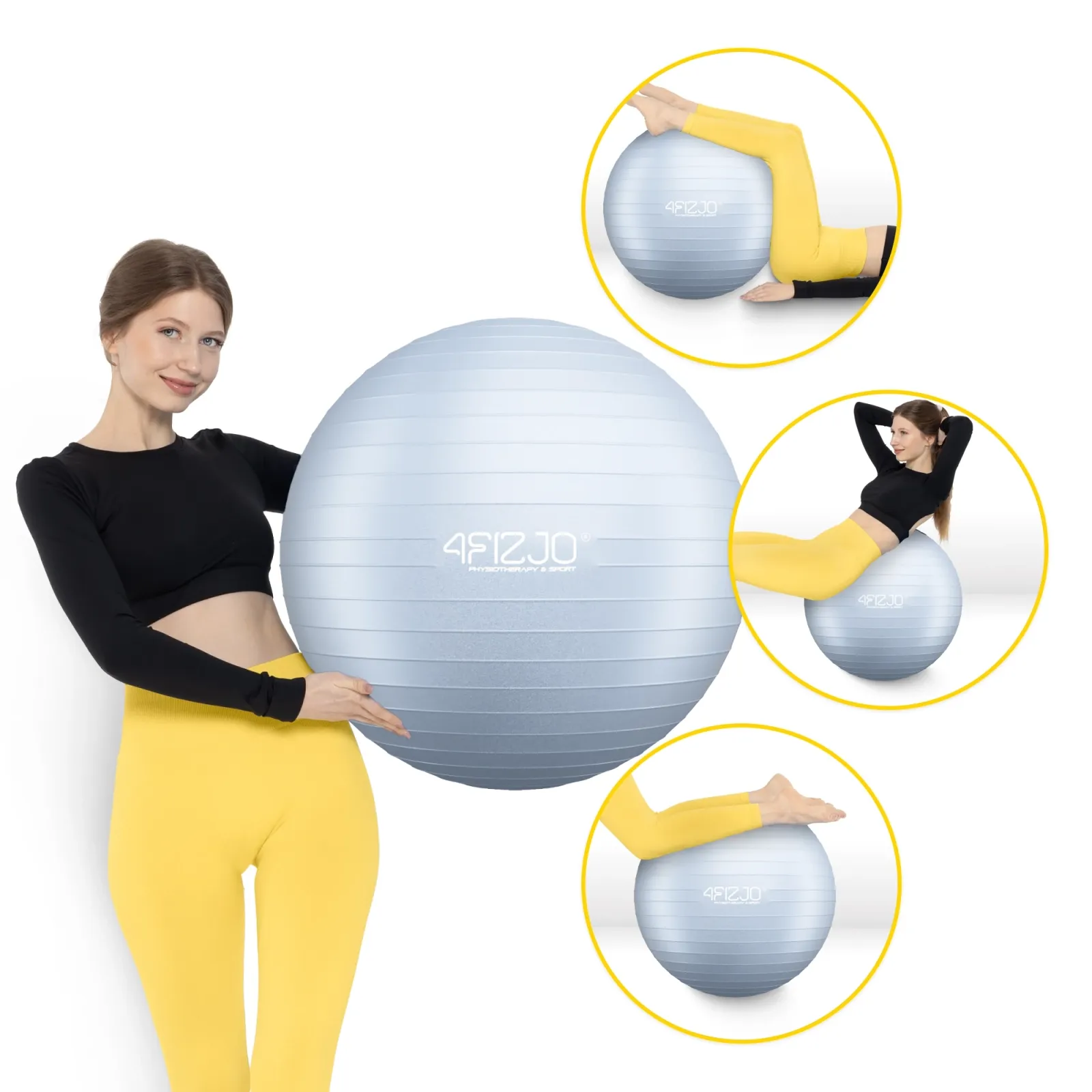 Pripučiamas gimnastikos kamuolys 75 cm pilkas