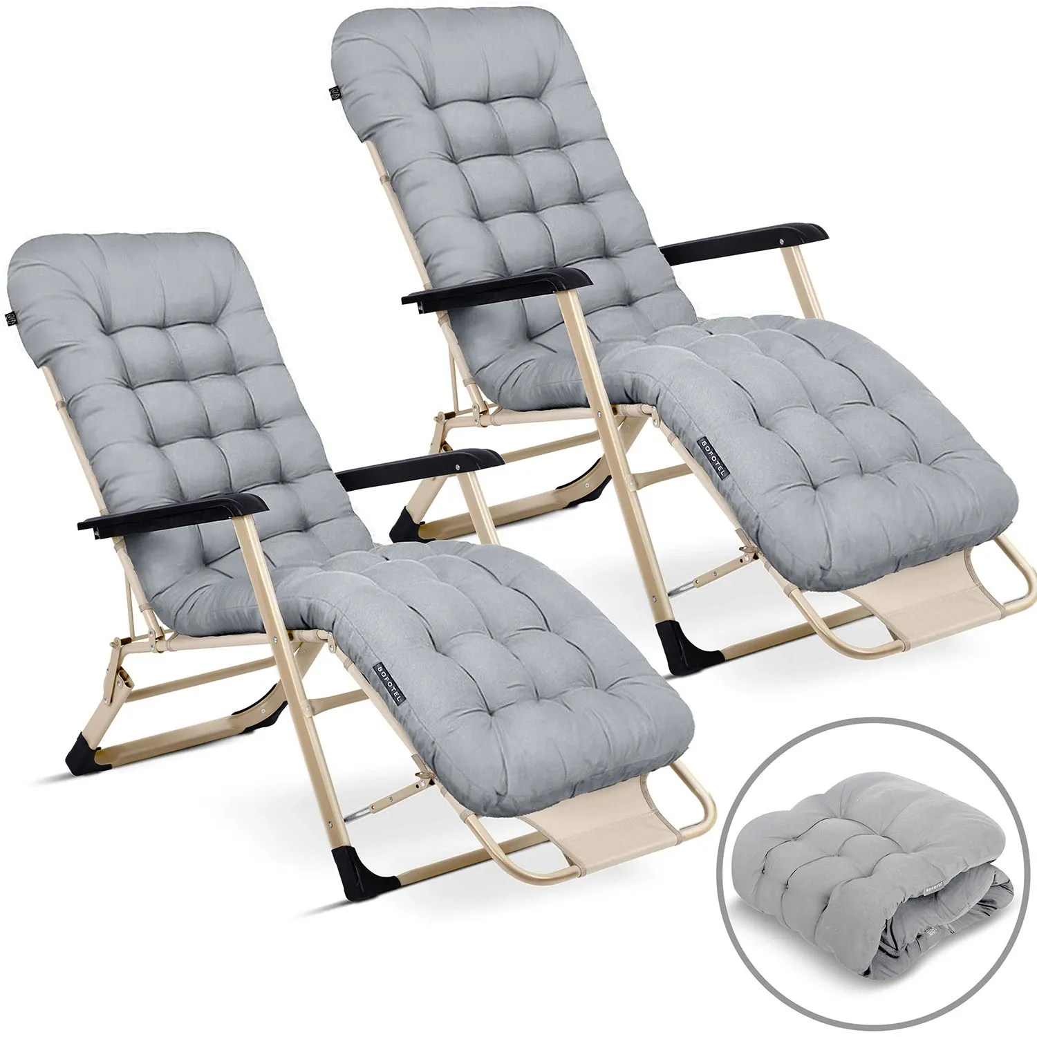 Sulankstomas sodo gultas su pagalvėle Sofotel ChillWell, 2 vnt. komplektas, šviesiai pilkas - nuotrauka 1