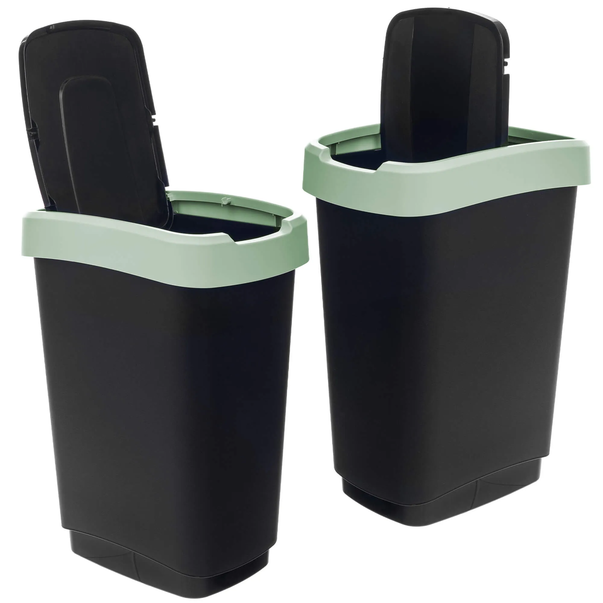 Morin 25 l šiukšliadėžė su besisukančiu dangčiu, juodos ir žalios spalvos