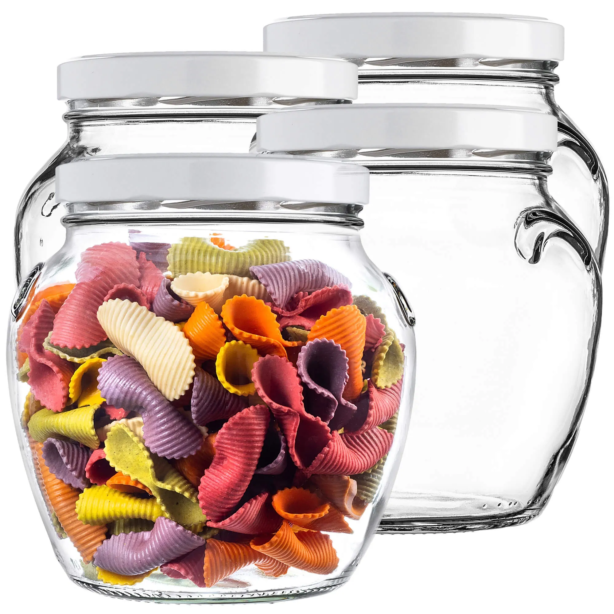 „Sassa“ konservavimo stiklainiai, 1700 ml, 4 vnt., 110 mm, + balti dangteliai