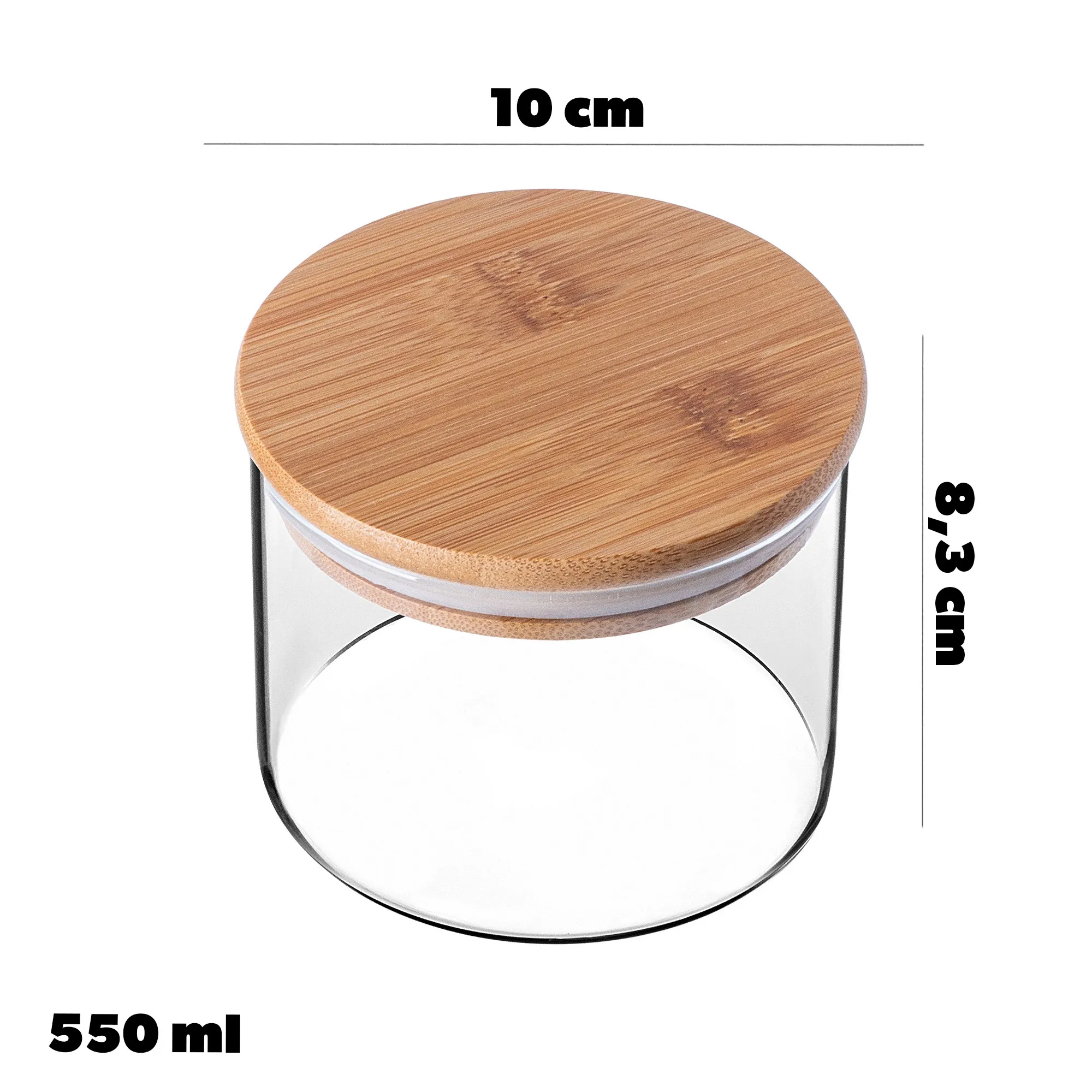 Piney stiklinis indas su bambuko dangteliu, 550 ml