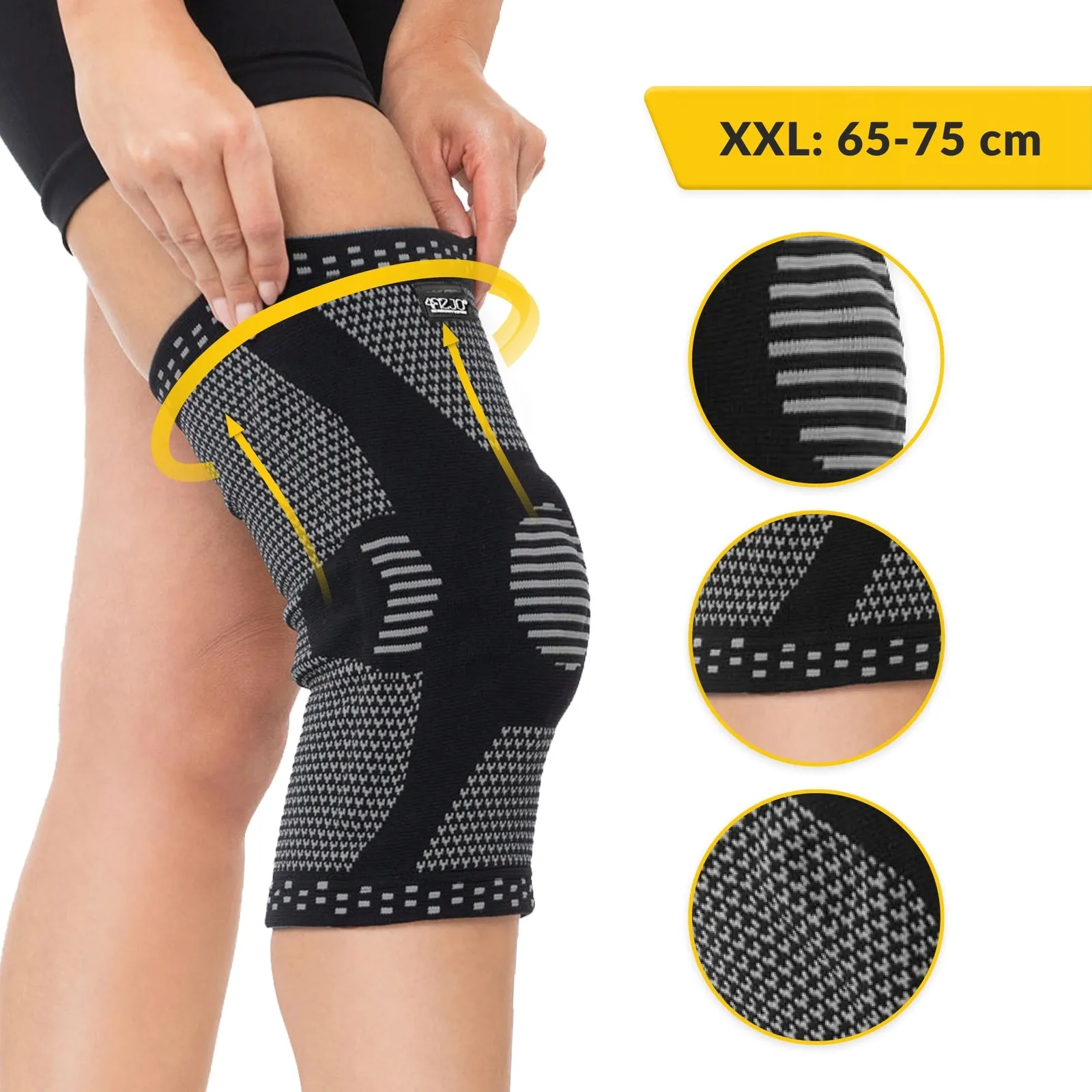 Elastinis kelio įtvaras su girnelės stabilizavimu XXL pilkas