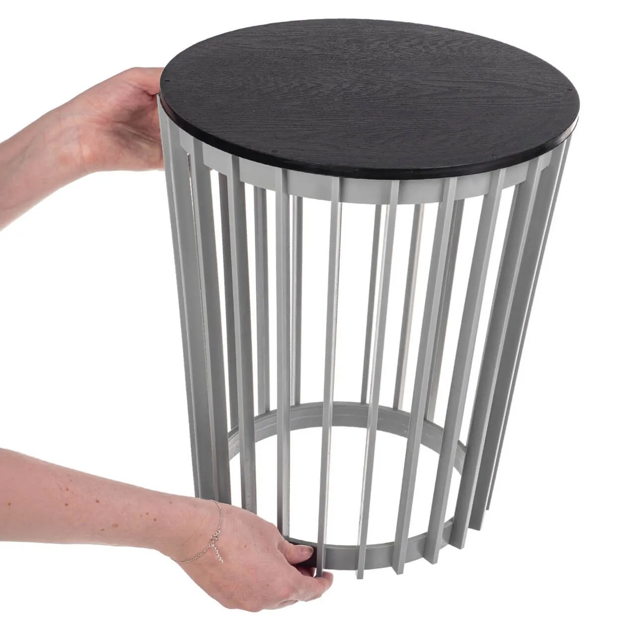 Aytre dvipusis augalų stovas 40 cm platinos spalvos + juodas stalviršis