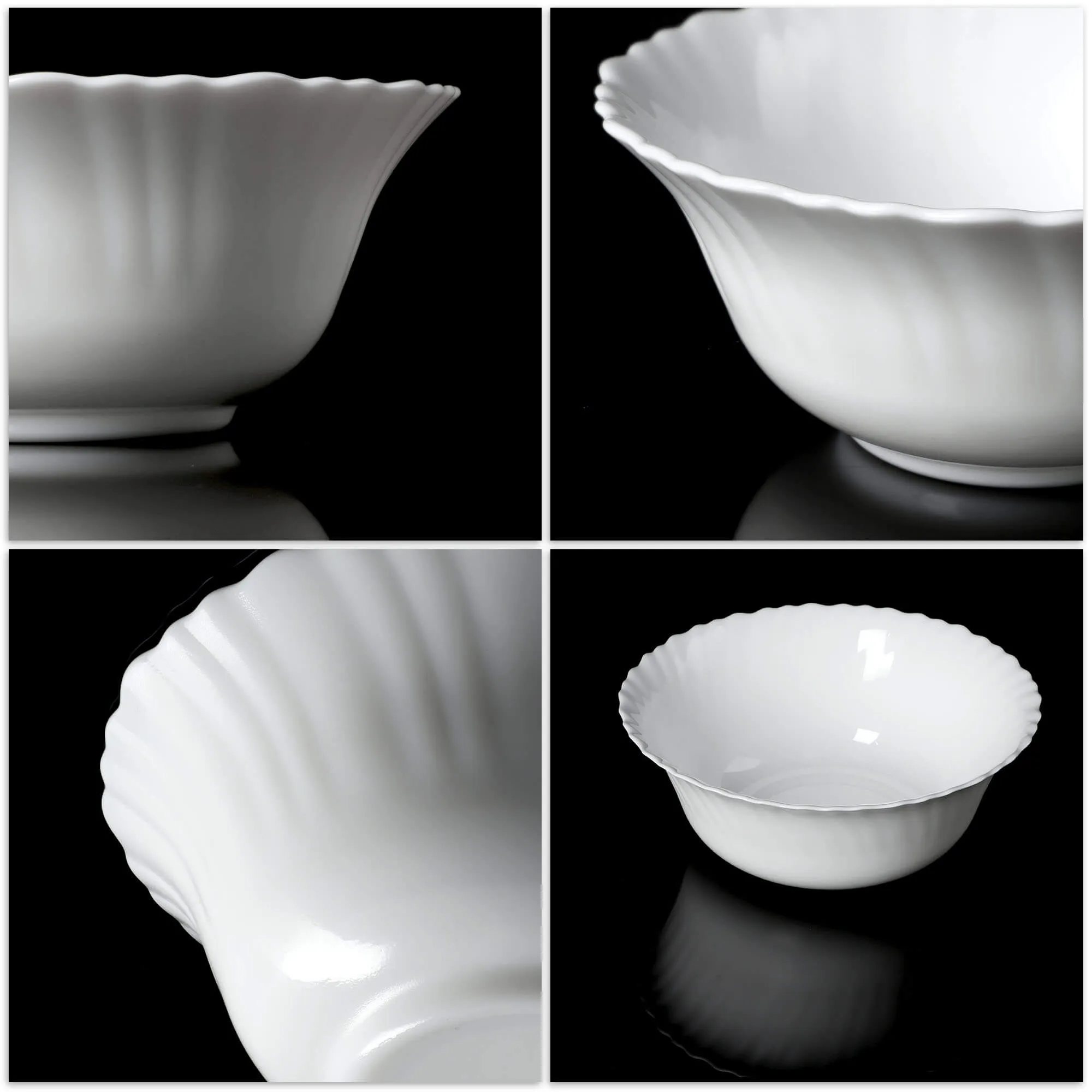 Auris stiklinis salotų dubuo, 21 cm, baltas