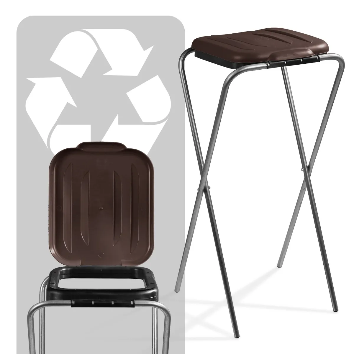 Bakel vienkartinių atliekų rūšiavimo maišų stovas, rudas