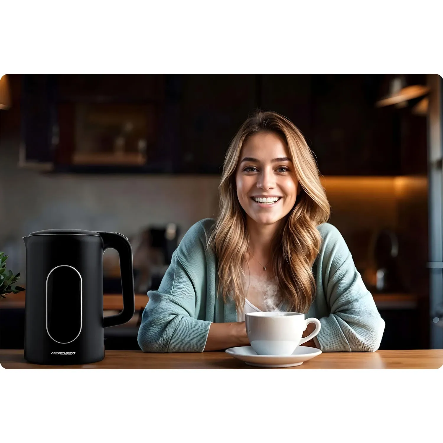 Berdsen BD-712 1,7 l elektrinis virdulys, juodos ir sidabrinės spalvos - nuotrauka 1