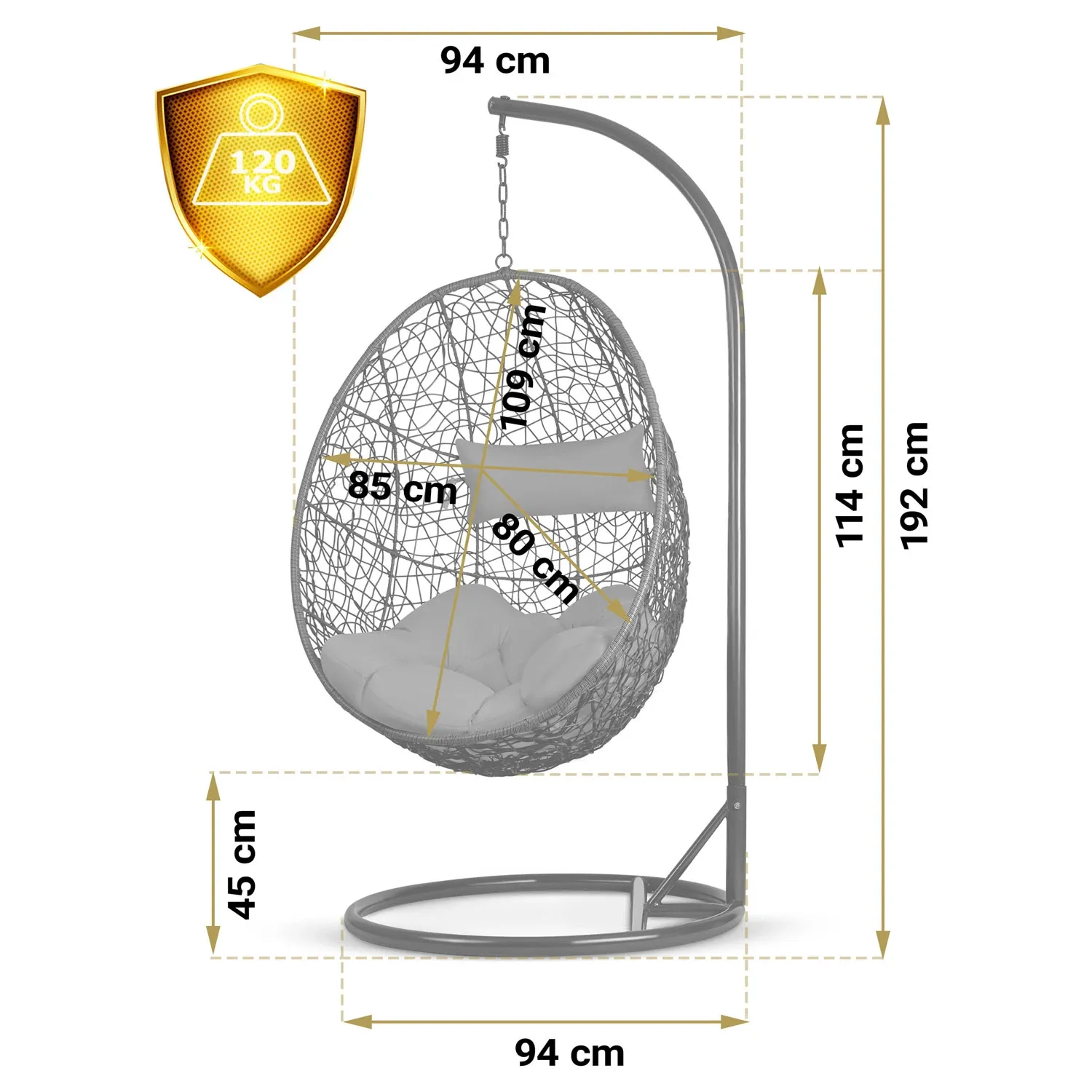 Brava juoda pakabinama sodo kėdė + pilkos Sofotel pagalvėlės - nuotrauka 1